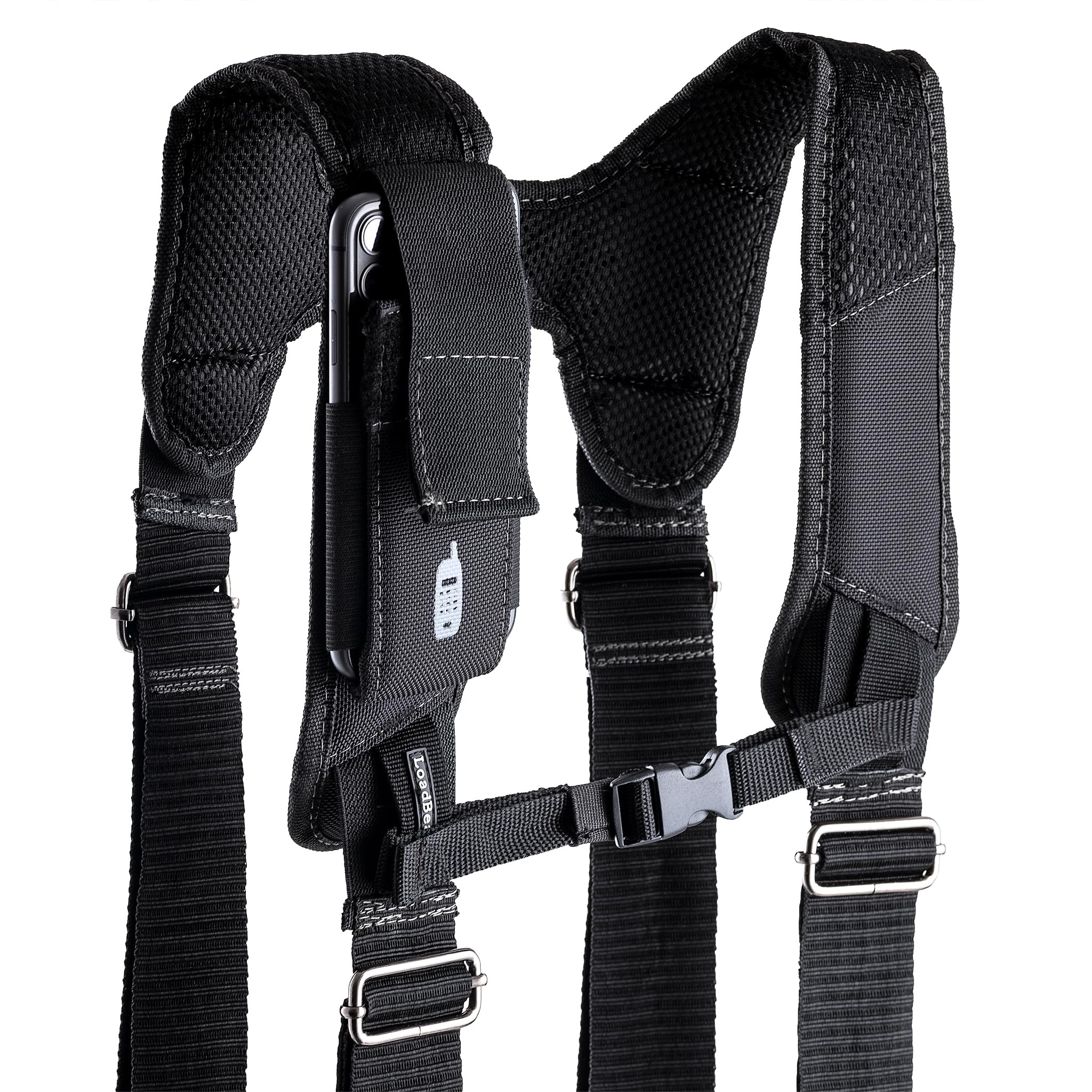 Bucket Boss 57100 Professional Series Ballistic Tool Belt with Suspenders - Heavy Duty Work Belt for Construction, Carpentry & DIY Projects - Black