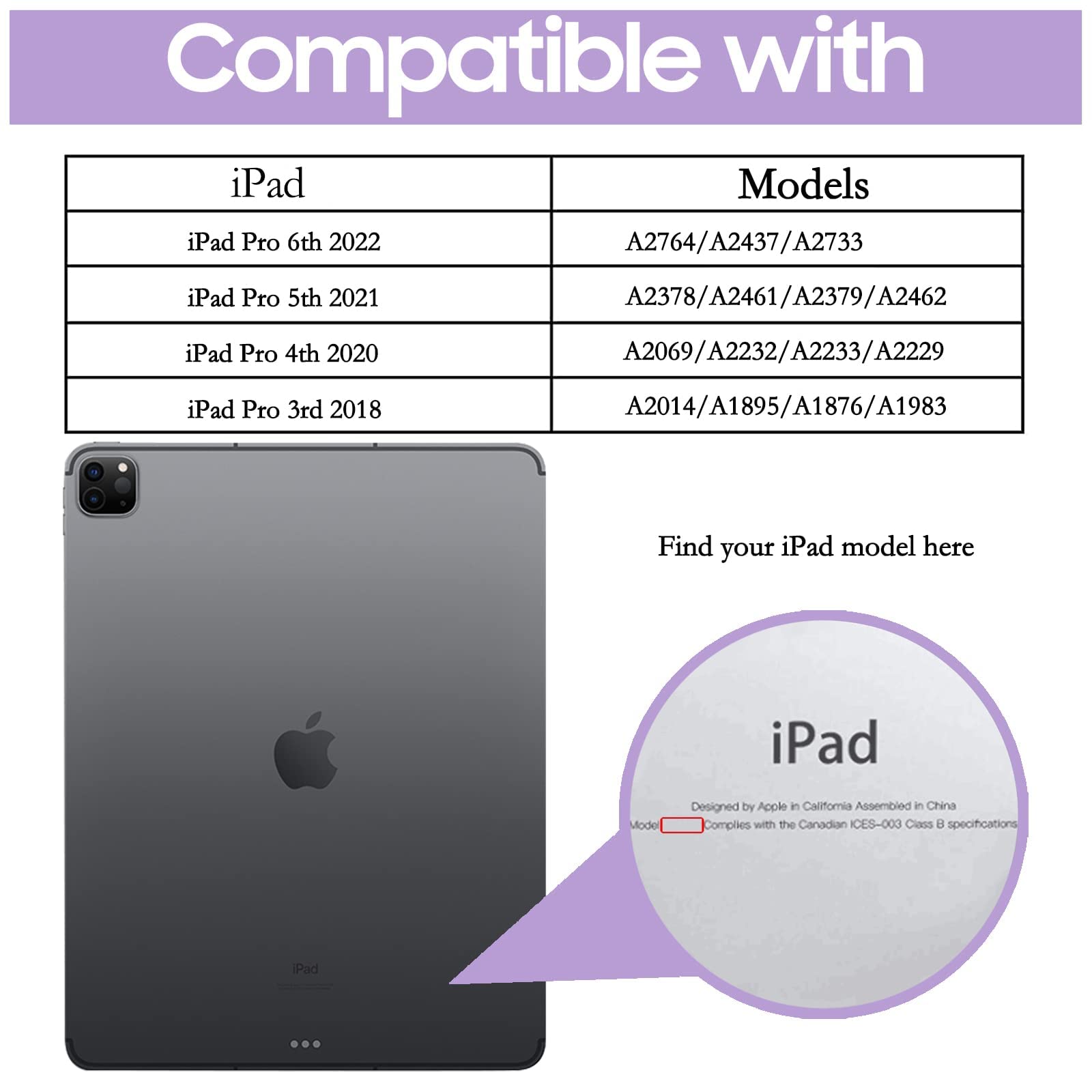2024 iPad Air 13 & iPad Pro 12.9 Case (6th/5th/4th/3rd Gen) - Glitter Protective Cover with Pencil Charging, Folio Kickstand, Auto Sleep/Wake & Hand Strap | Slim Smart Cover for Work, School & Travel - Purple