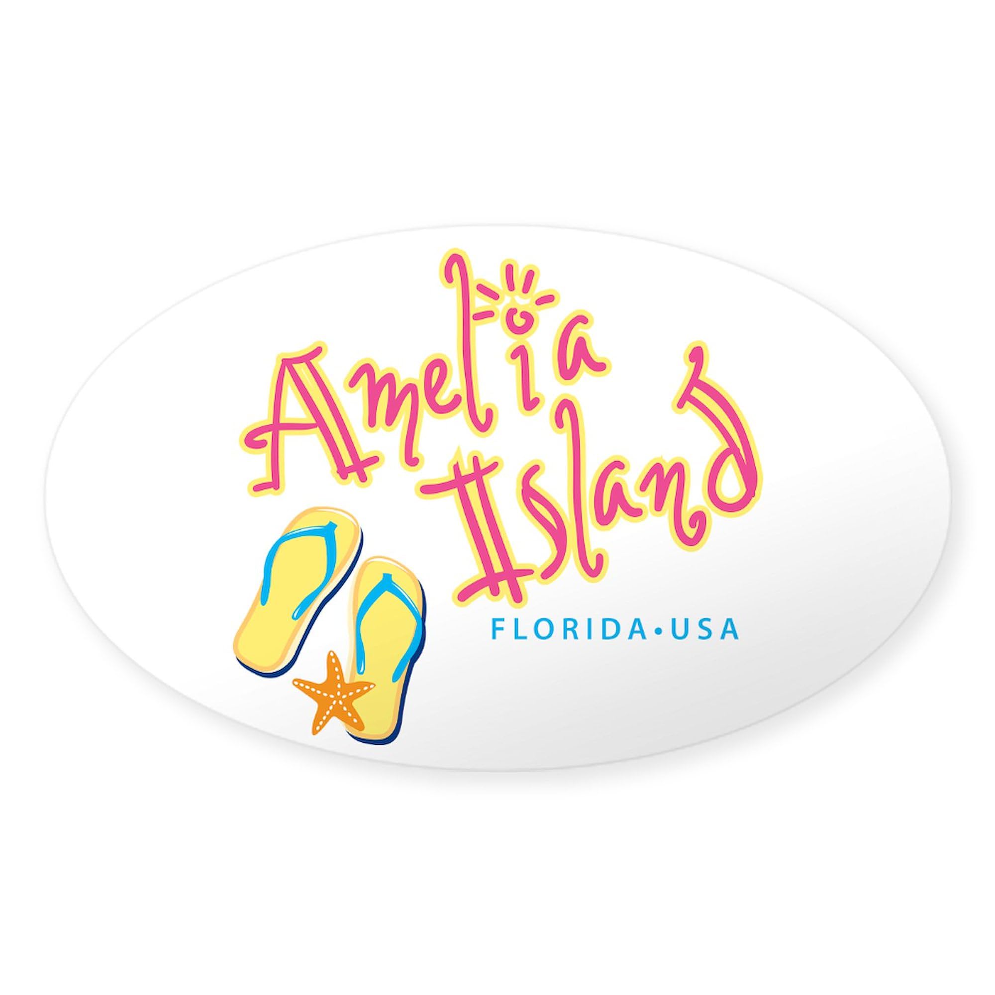 Amelia Island Oval Car Bumper Sticker - Waterproof Vinyl Decal for Cars, Trucks, Laptops - Perfect for Travel Enthusiasts & Beach Lovers