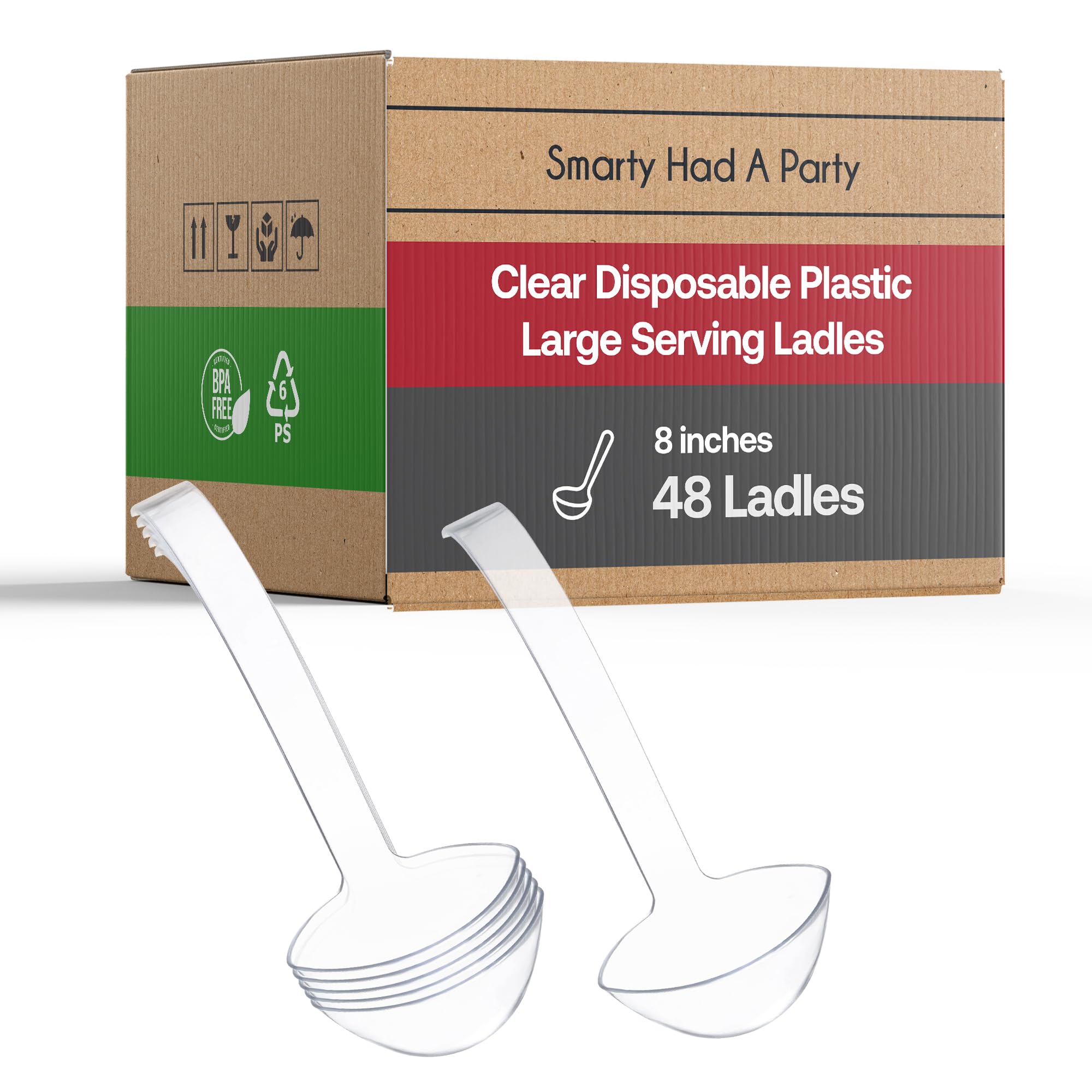 Disposable Plastic Serving Cutlery Set - 48 Clear Ladles for Wedding, Birthday Party, Catering & Events - Durable Flatware for Buffets, Picnics & Outdoor Dining