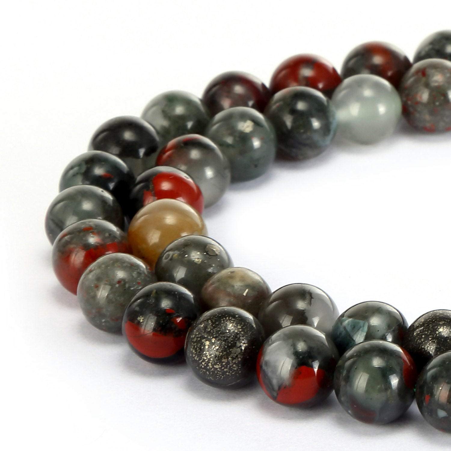 JM Design African Bloodstone Smooth Round 10mm Beads - 15.5