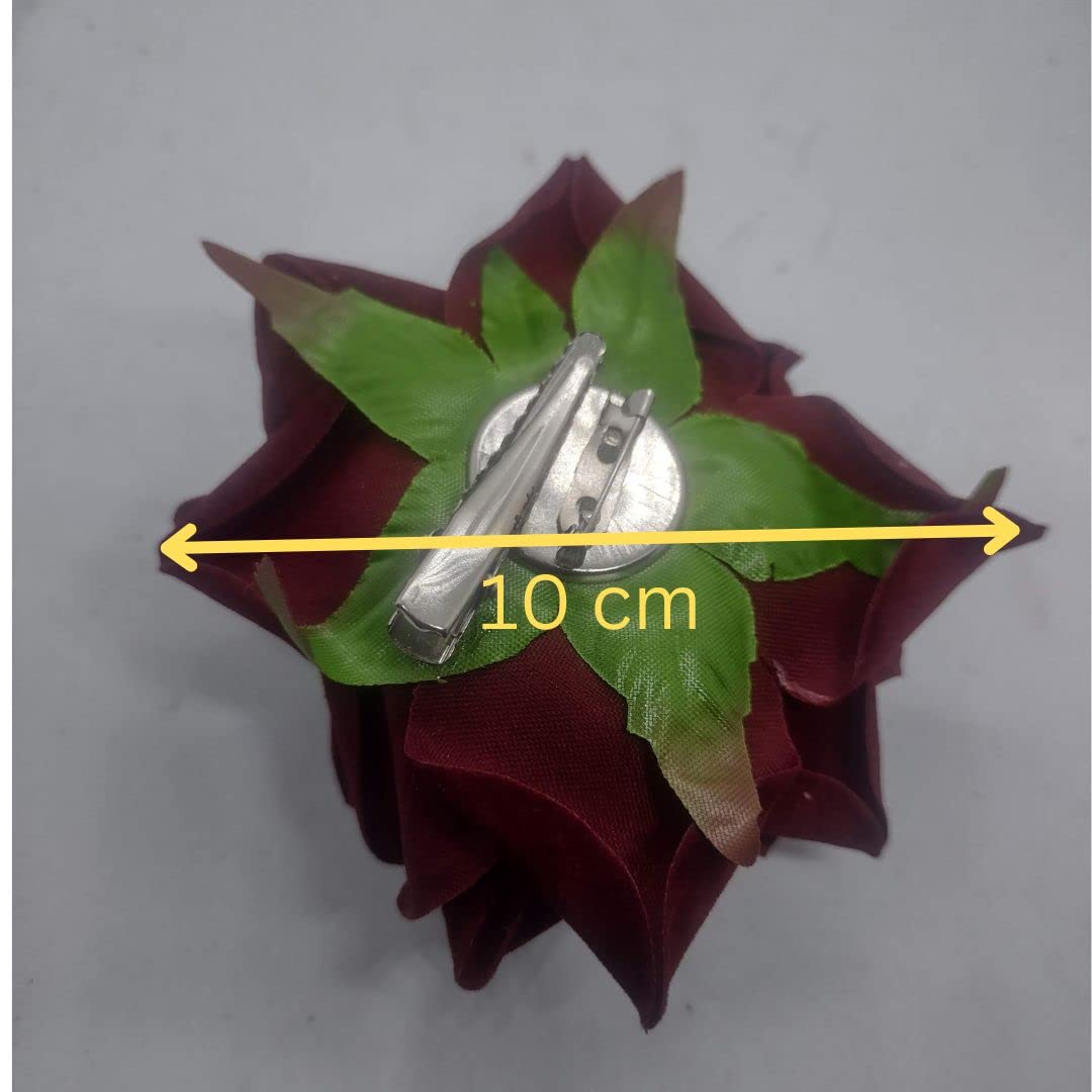 Women's Hair Clips Set of 3 - Rose Flower Hair Accessories with Artificial Flowers, Bun Maker for Girls & Women | Perfect for Weddings, Parties & Everyday Styling