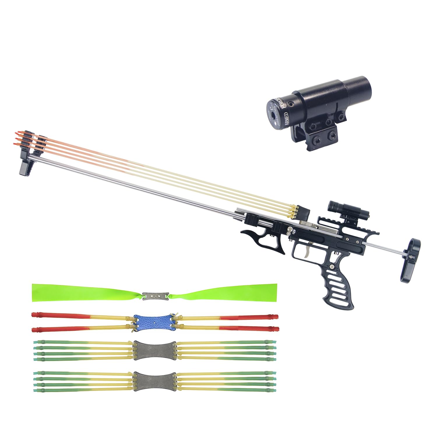MX1802 Mechanical Catapult Rifle Slingshot Gun with Bands - High Power Hunting Bow for Adults | Outdoor Survival, Camping & Target Practice Accessories