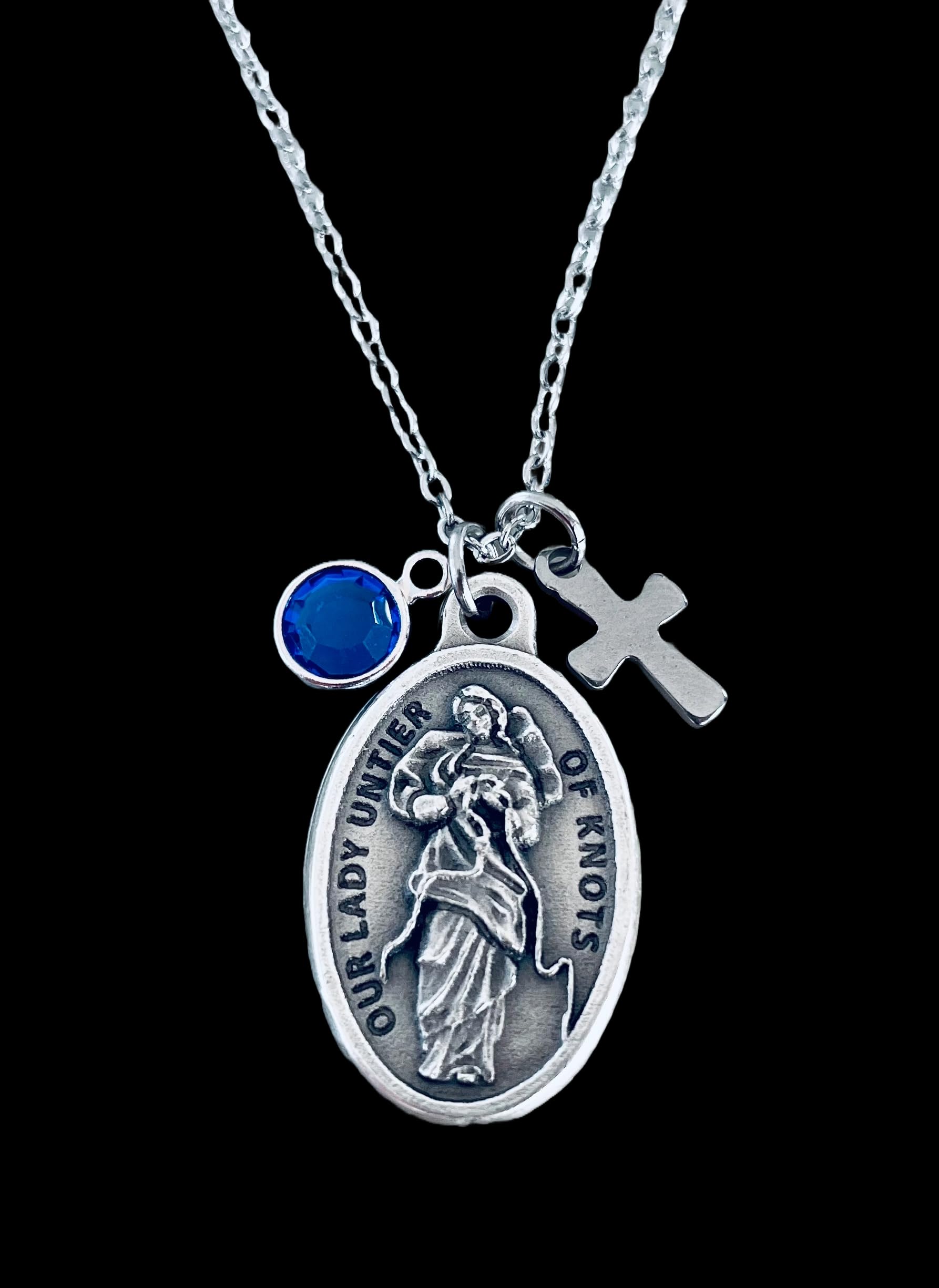 Mary Undoer of Knots Necklace - Silver Catholic Medal Gift for Her - Prayer & Devotion