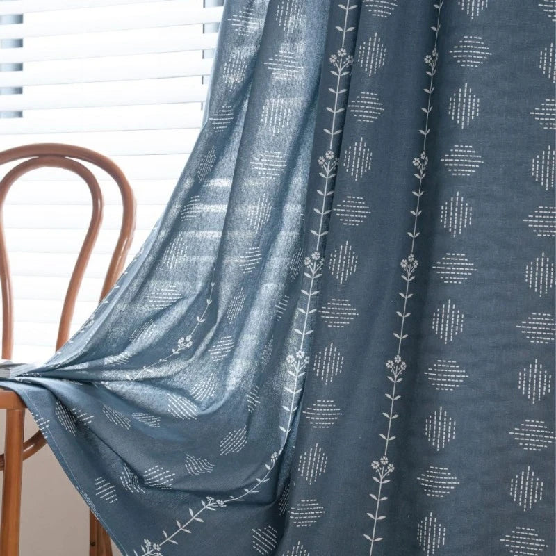Boho Botanical Geometric Semi-Sheer Custom Curtains for Living Room & Bedroom - Light Filtering Window Drapes with Nature-Inspired Design