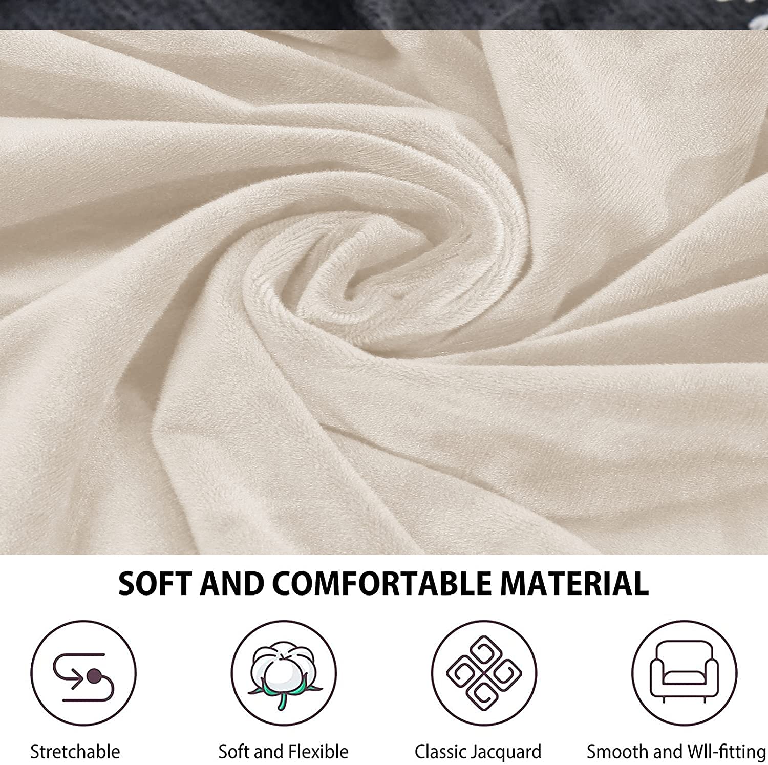 Premium Velvet Office Chair Cover with Armrest Covers - Stretchable Universal Fit for Computer Desk, Boss Swivel & Gaming Chairs (Large, Beige) - Perfect for Home Office, Gaming Setup & Workspace Decor