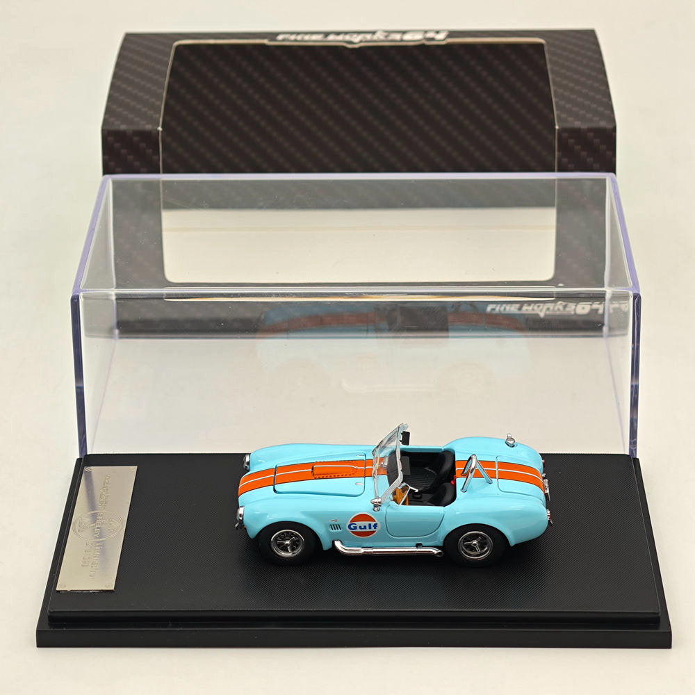 1/64 Ford Shelby Cobra 427 Gulf Power Cap Alloy Diecast Model Car - Collectible Miniature Replica for Display, Gifts & Racing Enthusiasts
