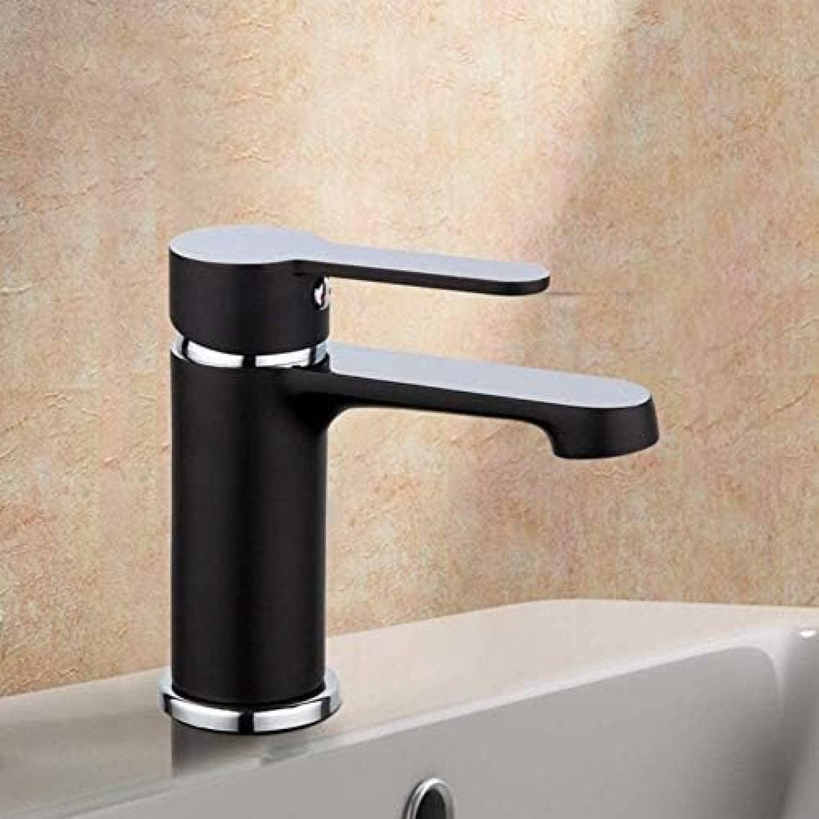 CRJUS Black Kitchen Faucet with Sprayer - Brass Hot and Cold Water Mixer Tap for Sink - Perfect for Modern Kitchens & Bathroom Vanities