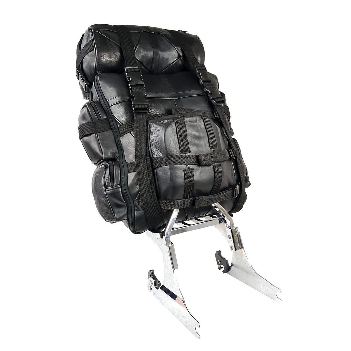 Milwaukee Leather SH537 Large Black Motorcycle Sissy Bar Pack - Premium Leather Storage Bag for Bikes, Cruisers & Touring | Perfect for Long Rides, Road Trips & Gear Organization