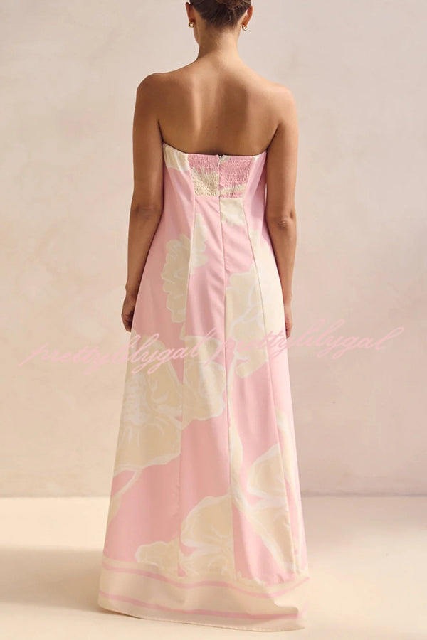 Sexy Tube Top Back Zipper Loose Maxi Dress with Unique Print - Summer Beach Party, Vacation, Date Night Outfit