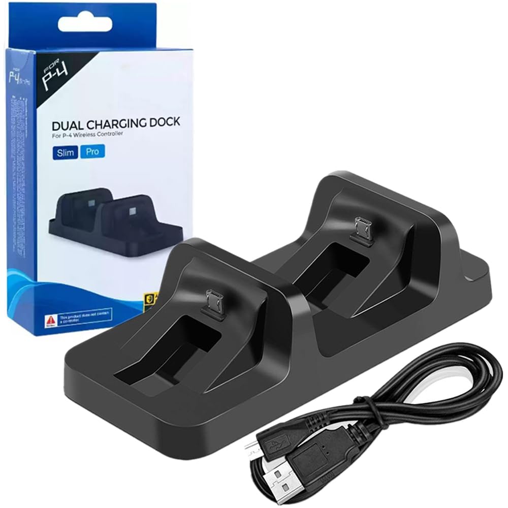 DualShock 4 Charging Station for PS4/PS4 Pro/PS4 Slim - Fast Dual Controller Charger Dock with LED Indicators | Perfect for Gaming Sessions & Multiplayer Setups