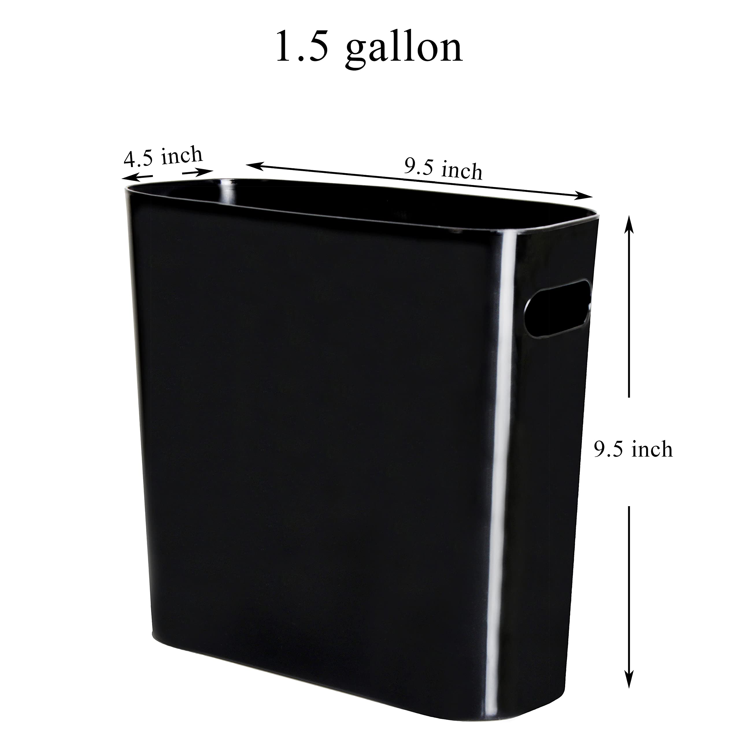 Youngever 1.5 Gallon Slim Plastic Trash Can with Handles - Small Wastebasket for Home, Office, Kitchen, Bathroom & Living Room - Space-Saving Garbage Bin (2-Pack, Black) | Perfect for Small Spaces, Dorm Rooms & Under Desk Use