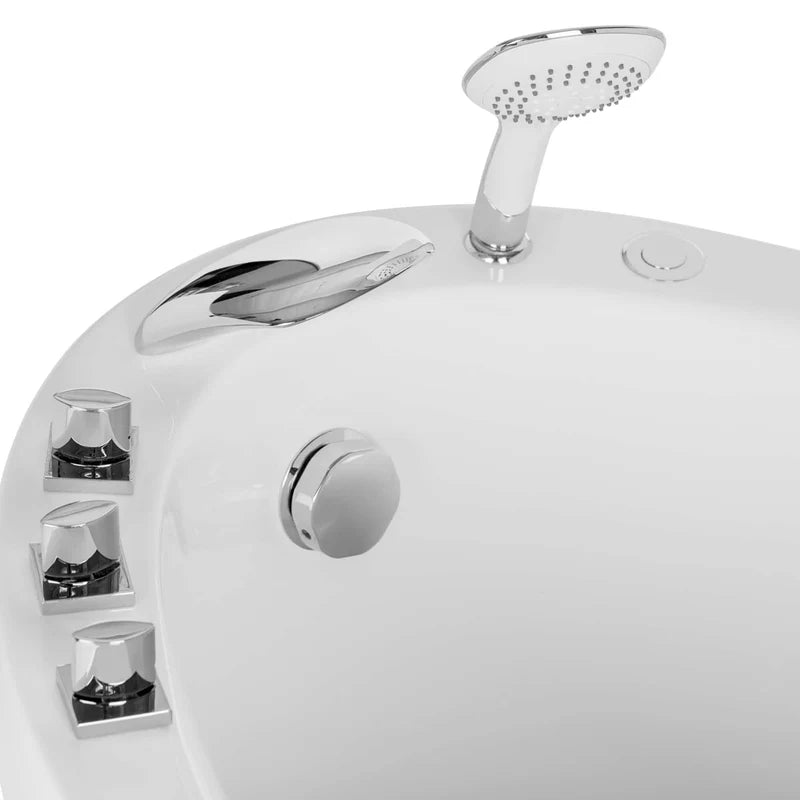 Empava 48 Inch Freestanding Japanese Soaking Bathtub with Air Massage Jets & Reversible Drain - Perfect for Spa-Like Relaxation in Modern Bathrooms