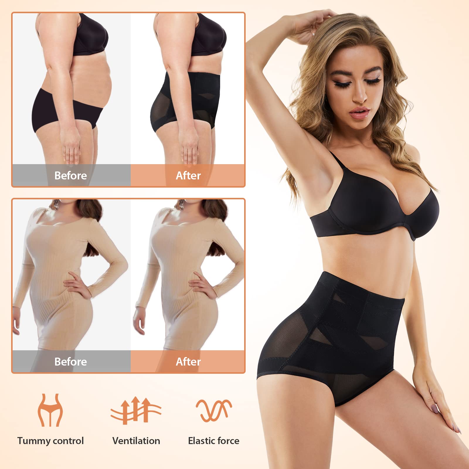 SIMIYA High Waisted Tummy Control Shapewear for Women - Firm Control, Soft & Comfortable Body Shaper Panty - Perfect for Everyday Wear, Workouts & Special Occasions