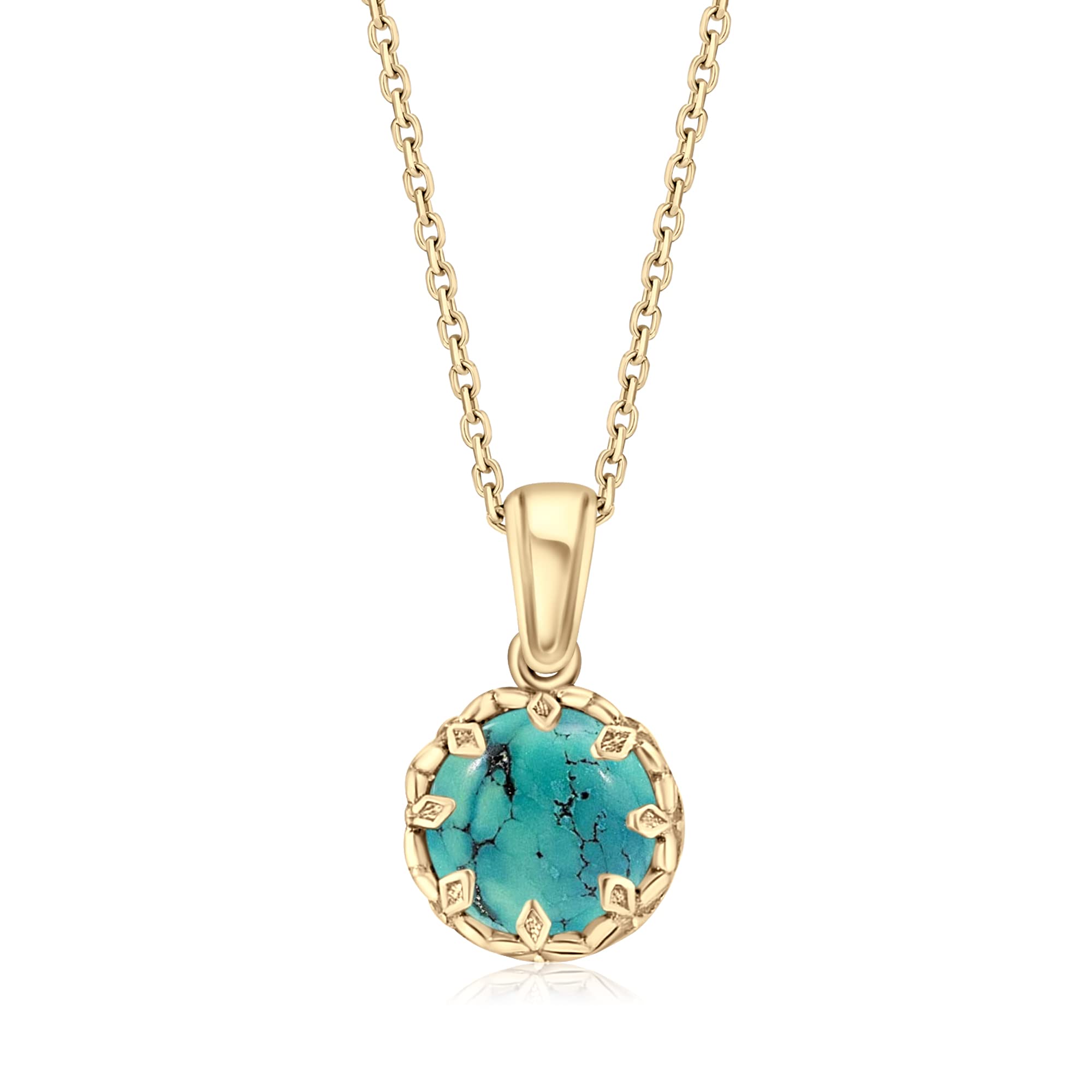 14K Gold Plated Turquoise Necklace for Women - 925 Sterling Silver Birthstone Pendant - Minimalist Gold Jewelry - Elegant Prom & Party Necklace - Perfect for Gifts, Weddings & Special Occasions