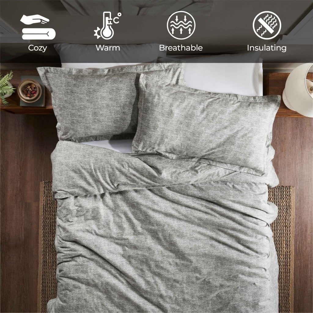 Soft & Cozy Melange Flannel Cotton Two-Tone Brushed Duvet Cover Set - King Size Bedding for Winter Warmth & Comfort