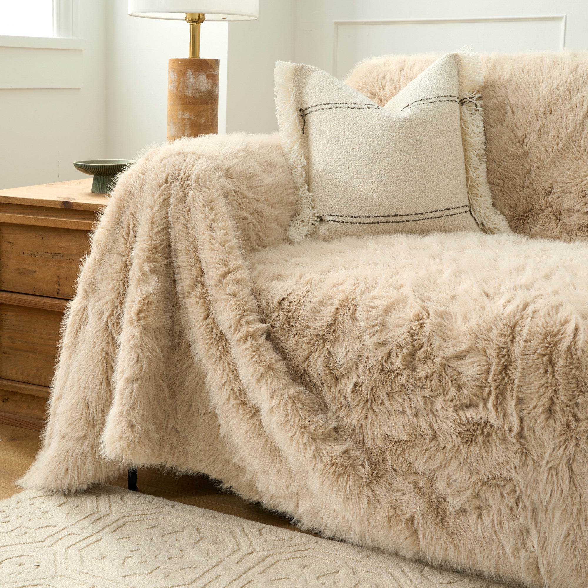 Soft Plush Sofa Cover for Couch - Stretchable & Washable - Perfect for Living Room, Bedroom, or Dorm Decor - Protects Furniture from Pets, Spills, and Wear