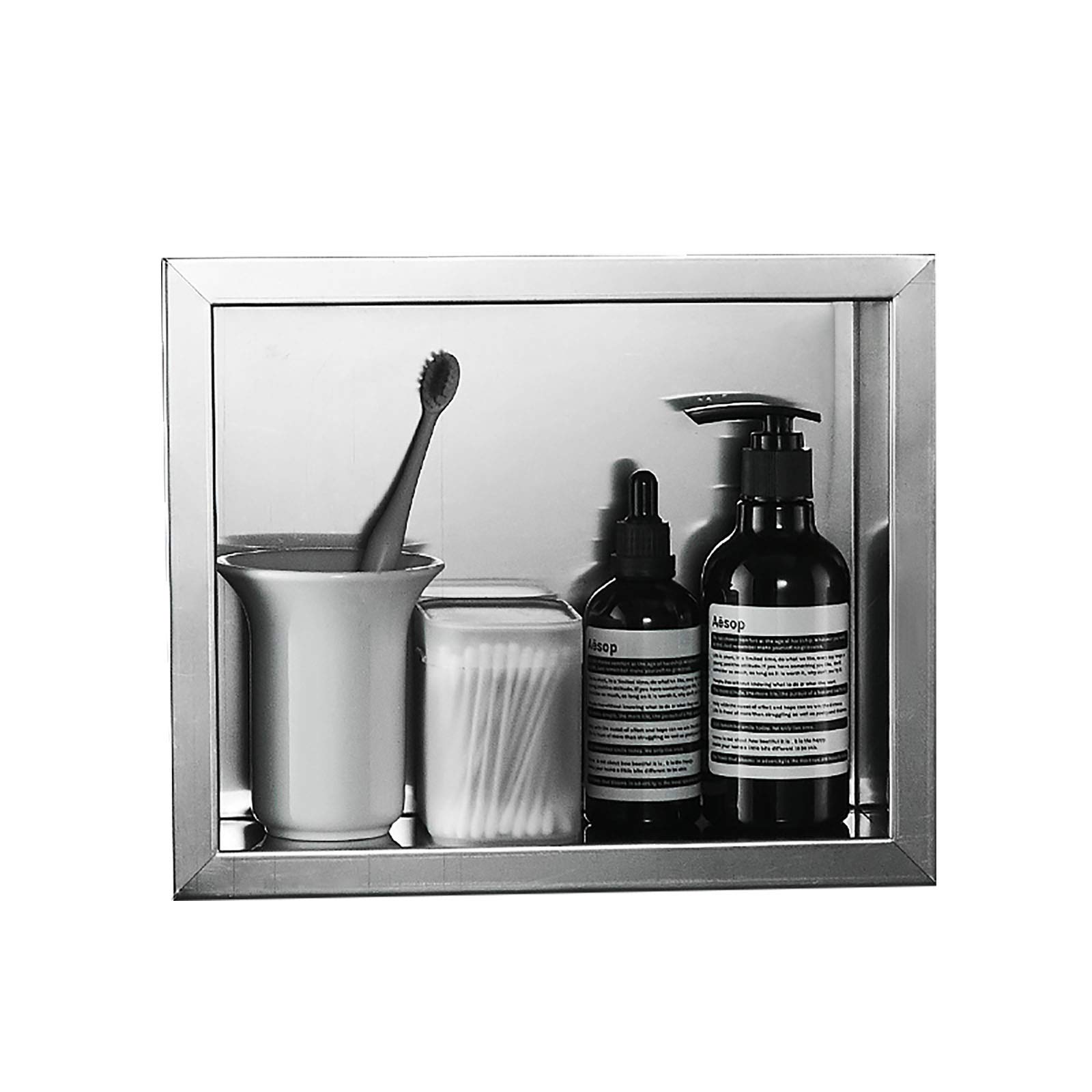 304 Brushed Stainless Steel Recessed Shower Caddy Shelf Organizer - Waterproof & Rustproof Bathroom Storage for Shampoo, Soap & Toiletries - Perfect for Walk-In Showers, Bathtubs & Small Bathroom Spaces