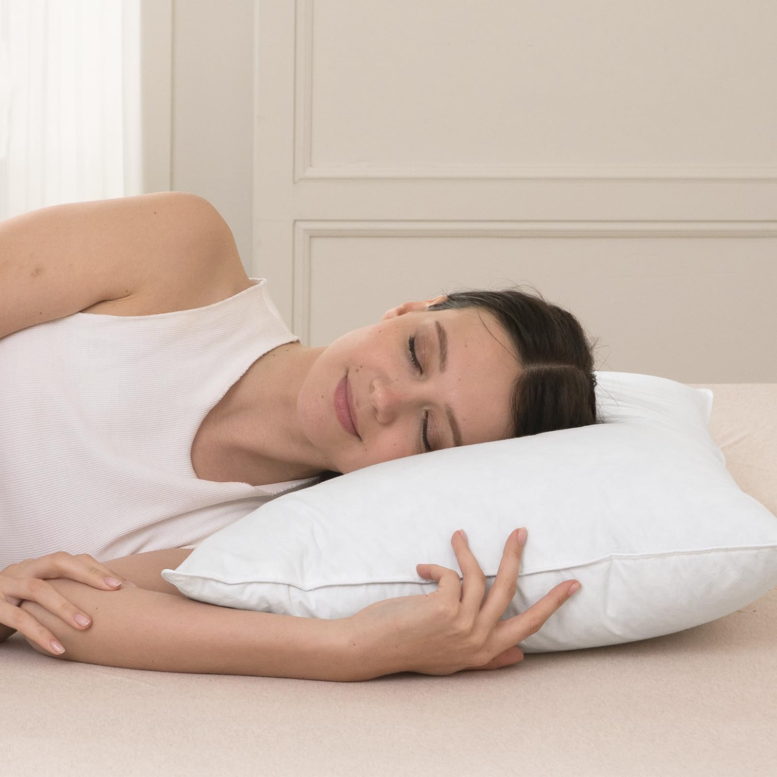 Premium Luxury Feather Down Pillows King Size Set of 2 - Hotel Quality Hypoallergenic Bed Pillows with Organic Cotton Cover (20x36 Inches) - Perfect for Side Sleepers, Back Pain Relief & Luxury Bedroom Decor