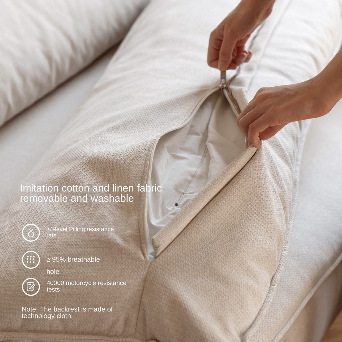 Premium Oak Solid Wood White Goose Down Cotton Sofa - Luxurious Comfort for Living Room, Lounge & Home Decor