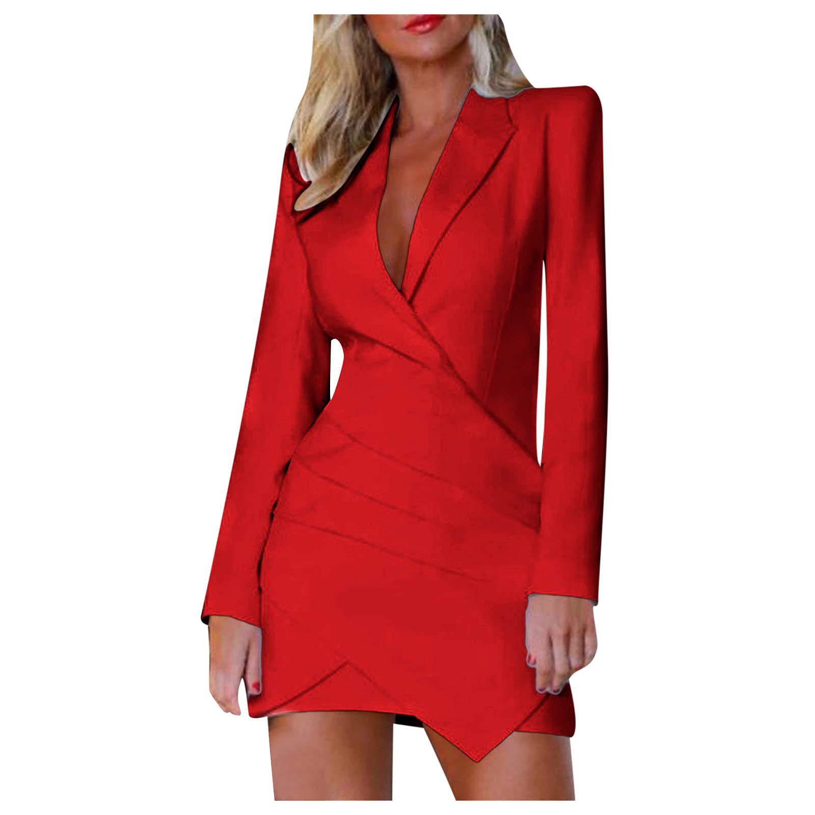 Sexy Bodycon Mini Dress for Women - Long Sleeve Ribbed Pencil Dress with Zipper, Solid Color Sheath Jumper for Night Out, Party & Date Night