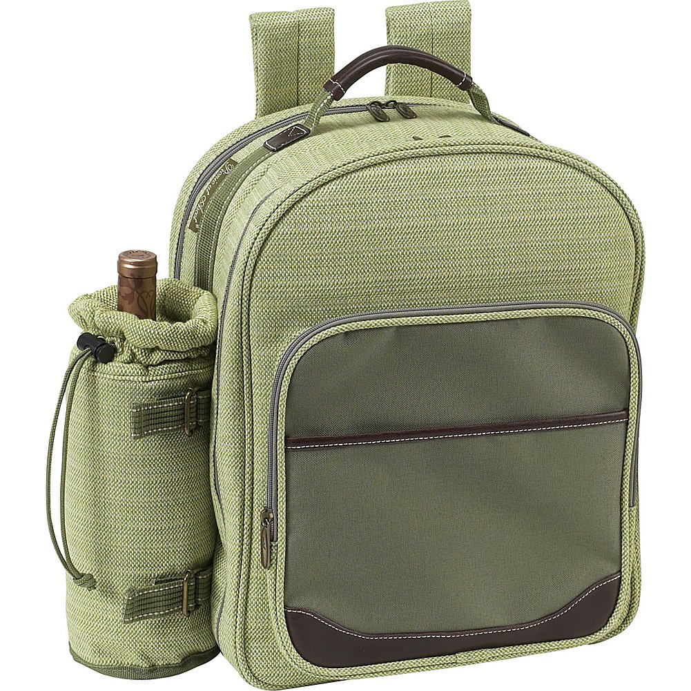 Deluxe 4-Person Picnic Backpack with Cooler & Insulated Wine Holder - Trellis Blue - Perfect for Outdoor Gatherings, Beach Trips, and Wine Tasting Events