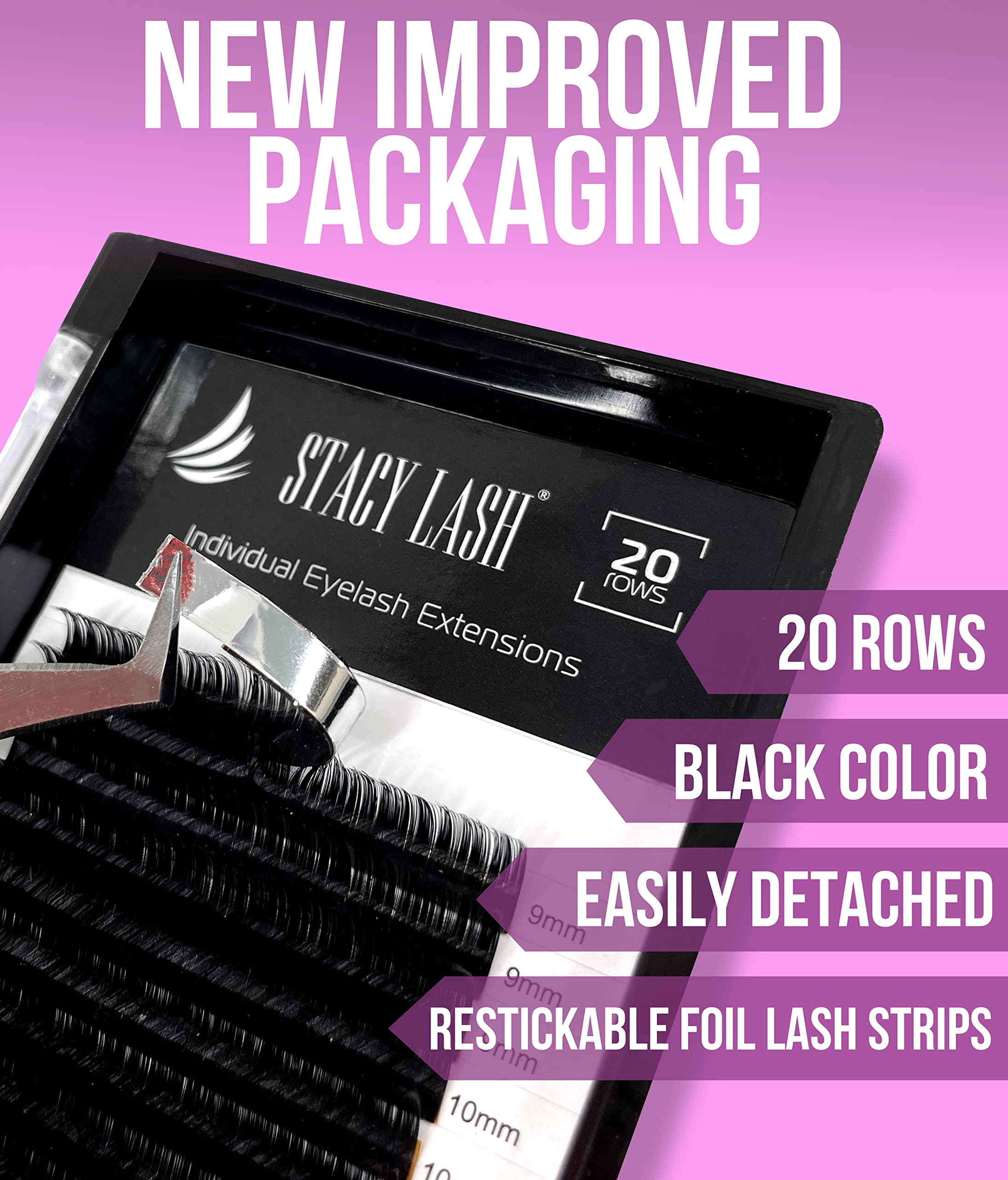 Stacy Lash CC Curl Eyelash Extensions - 0.05mm Black Individual Mink Lashes (Mixed Lengths) for Natural Volume & Dramatic Look | Perfect for Bridal, Party & Special Occasion Makeup