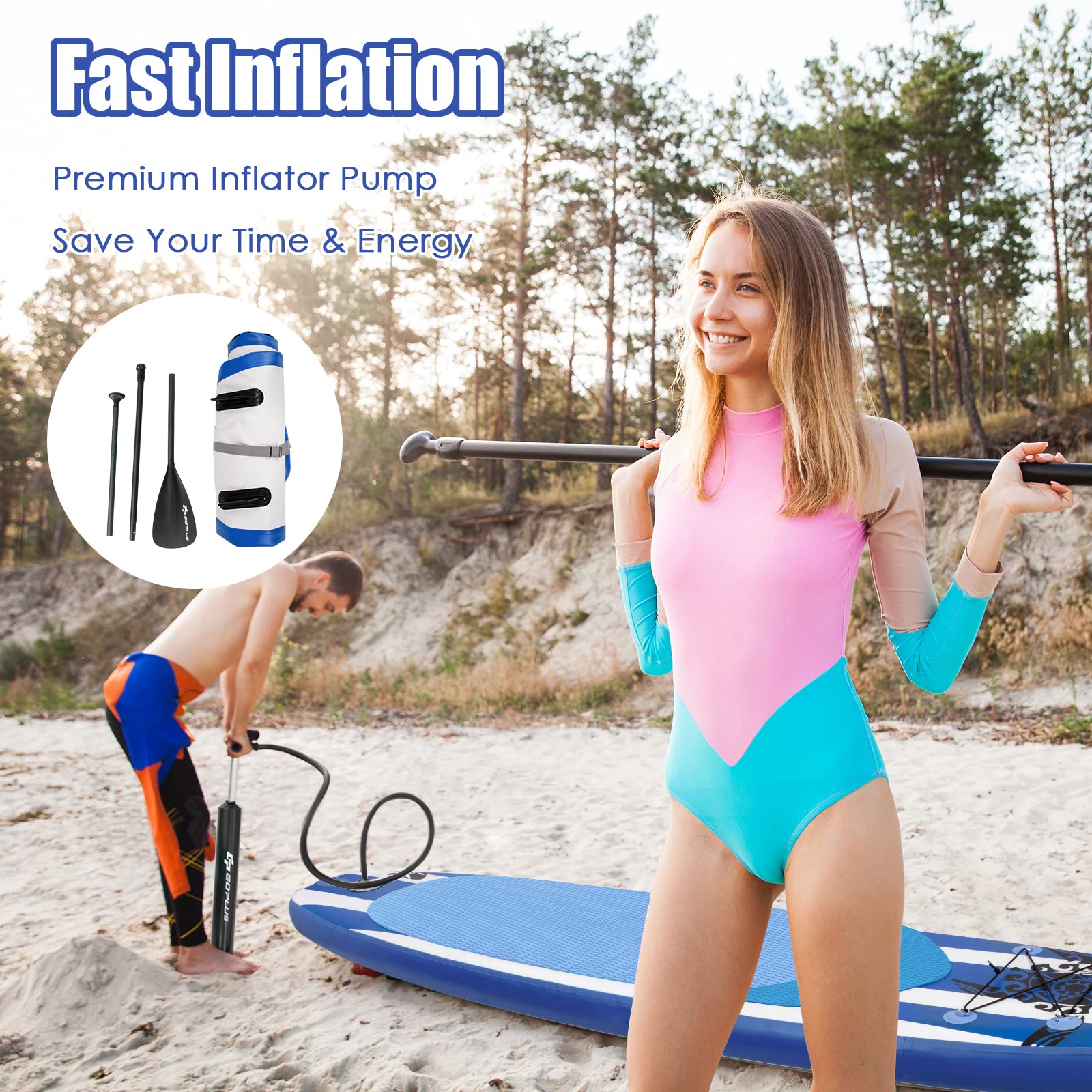 **SPORFIT Inflatable Stand Up Paddle Board (SUP) for Adults & Youth - 10.5/11FT, 6.5IN Thick - Premium SUP Board for Lakes, Rivers & Ocean Paddling**