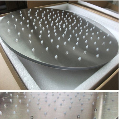 16 Inch Round Rainfall LED Shower Head with Stainless Steel Finish - Ceiling Mount Shower System with Included Shower Arm - Perfect for Modern Bathrooms & Spa-Like Shower Experience