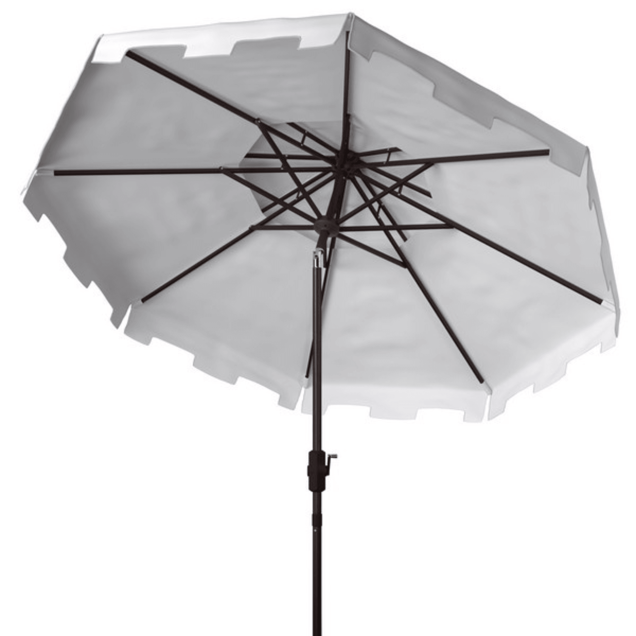 9ft Double Top Greek Key Market Umbrella in White - Outdoor Patio, Garden, Poolside, and Beach Umbrella for Sun Protection