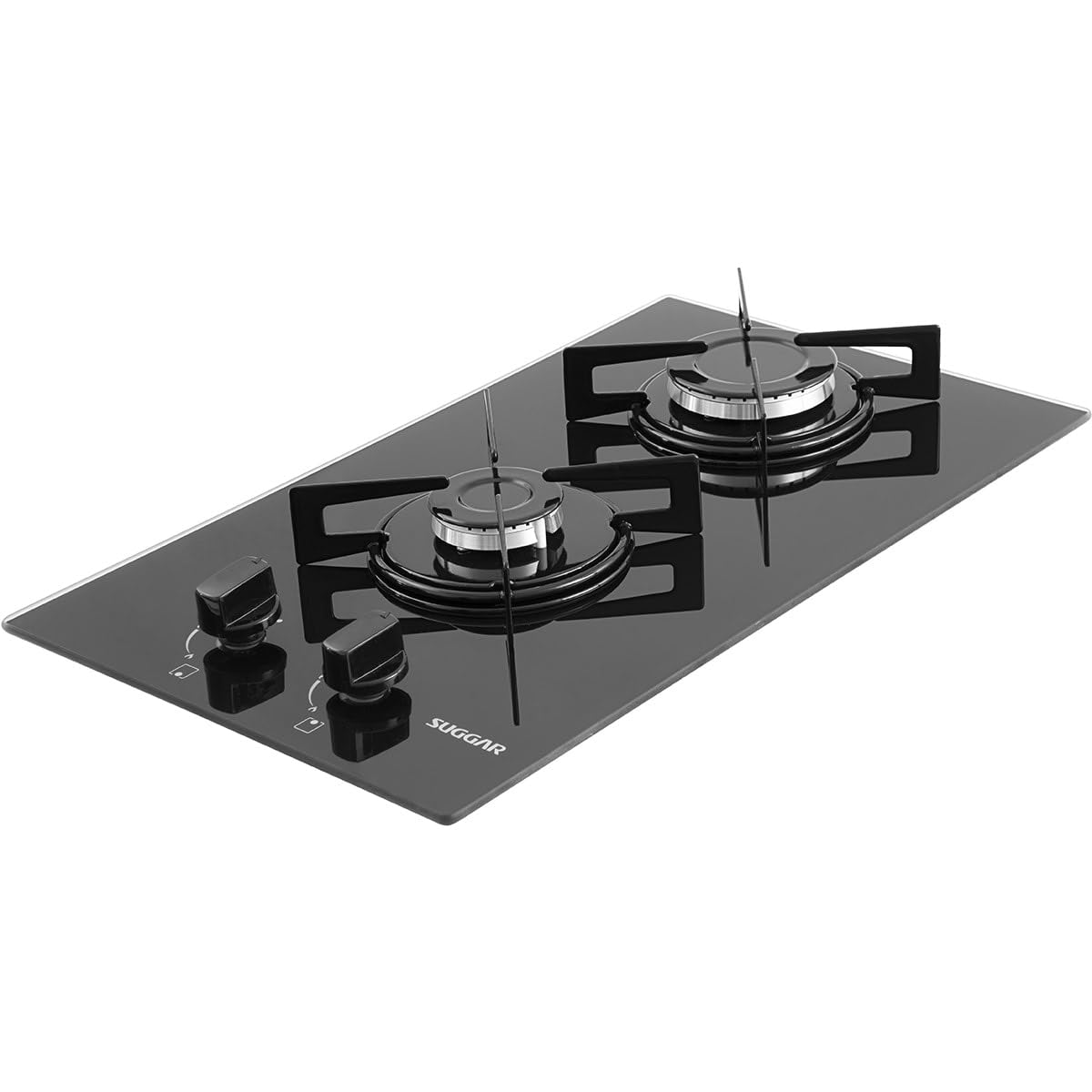 SUGGAR 2-Burner Black Glass Tabletop Gas Cooktop - FG2002VP - Portable Stove for Camping, RV, Outdoor Cooking & Small Kitchens