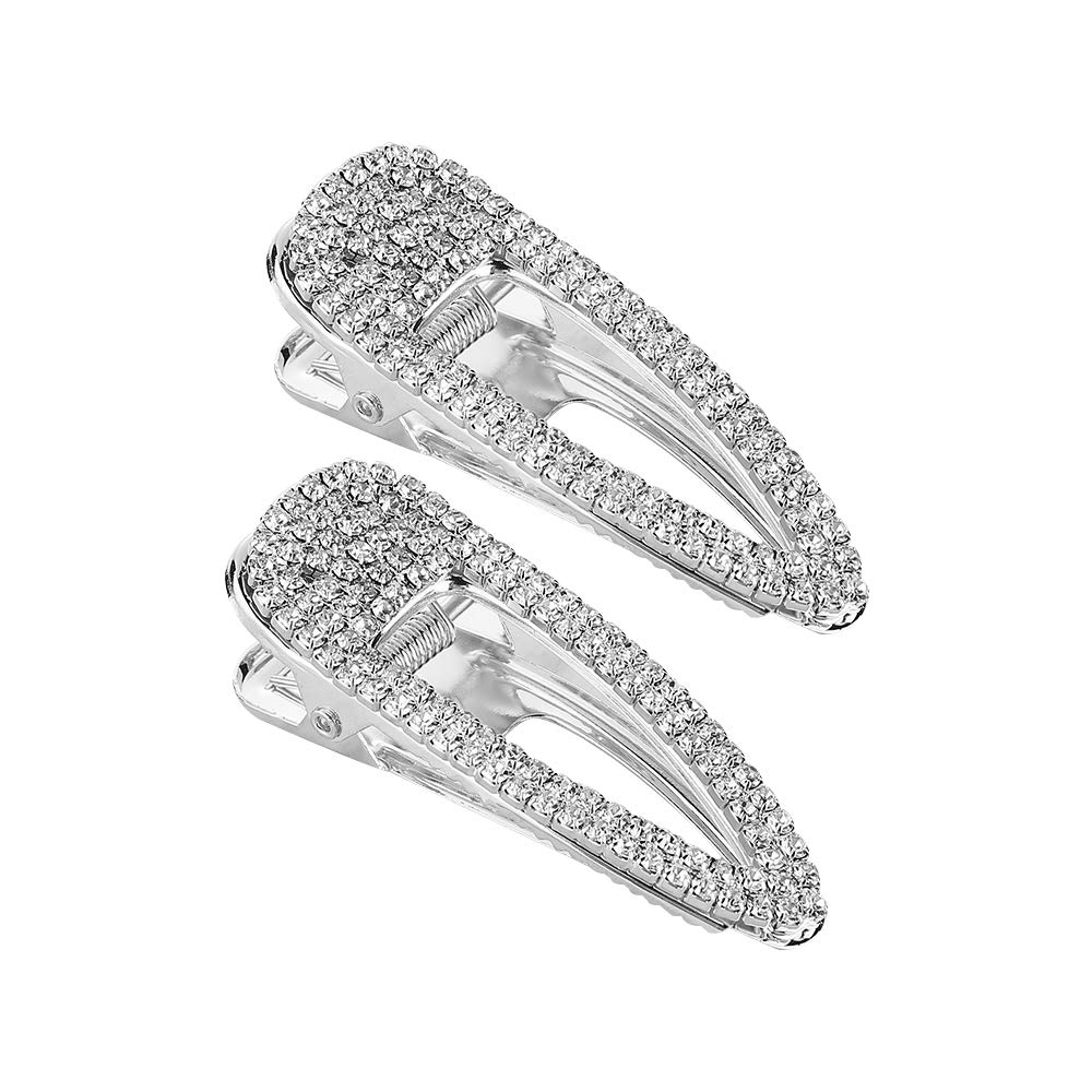 2PCS Silver Rhinestone Hair Clips for Women - Party & Wedding Accessories