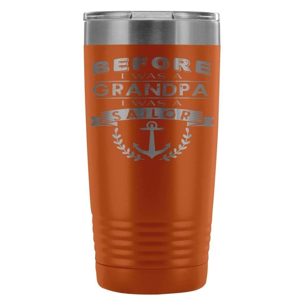 ODDITEES 20oz Stainless Steel Tumbler - Laser Etched 'Before I Was A Grandpa I Was A Sailor' Design (Blue) | Double-Wall Vacuum Insulated Cup for Hot & Cold Drinks | Perfect Gift for Sailors, Veterans & Grandparents | Ideal for Coffee, Tea, Camping & Office Use