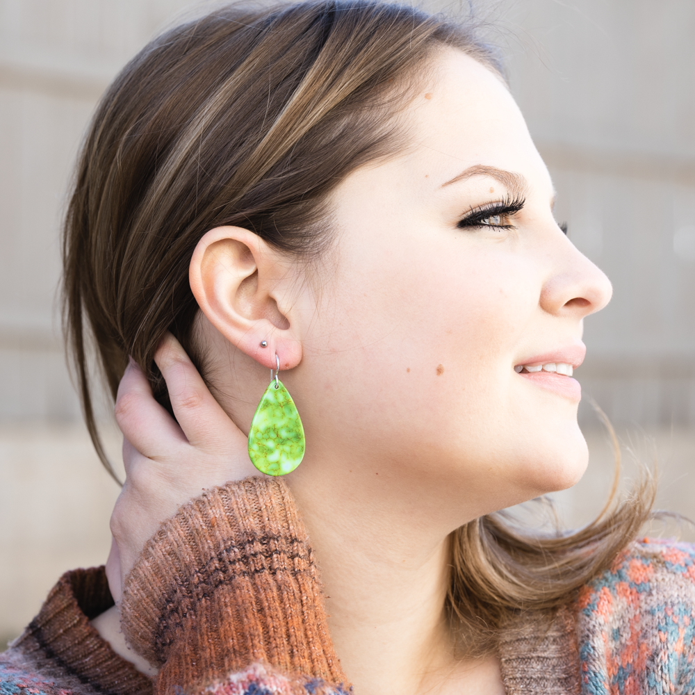 Radiante Upcycled Sonoran Green Earrings | Handmade Sustainable Jewelry for Women | Perfect for Boho, Festival & Everyday Wear