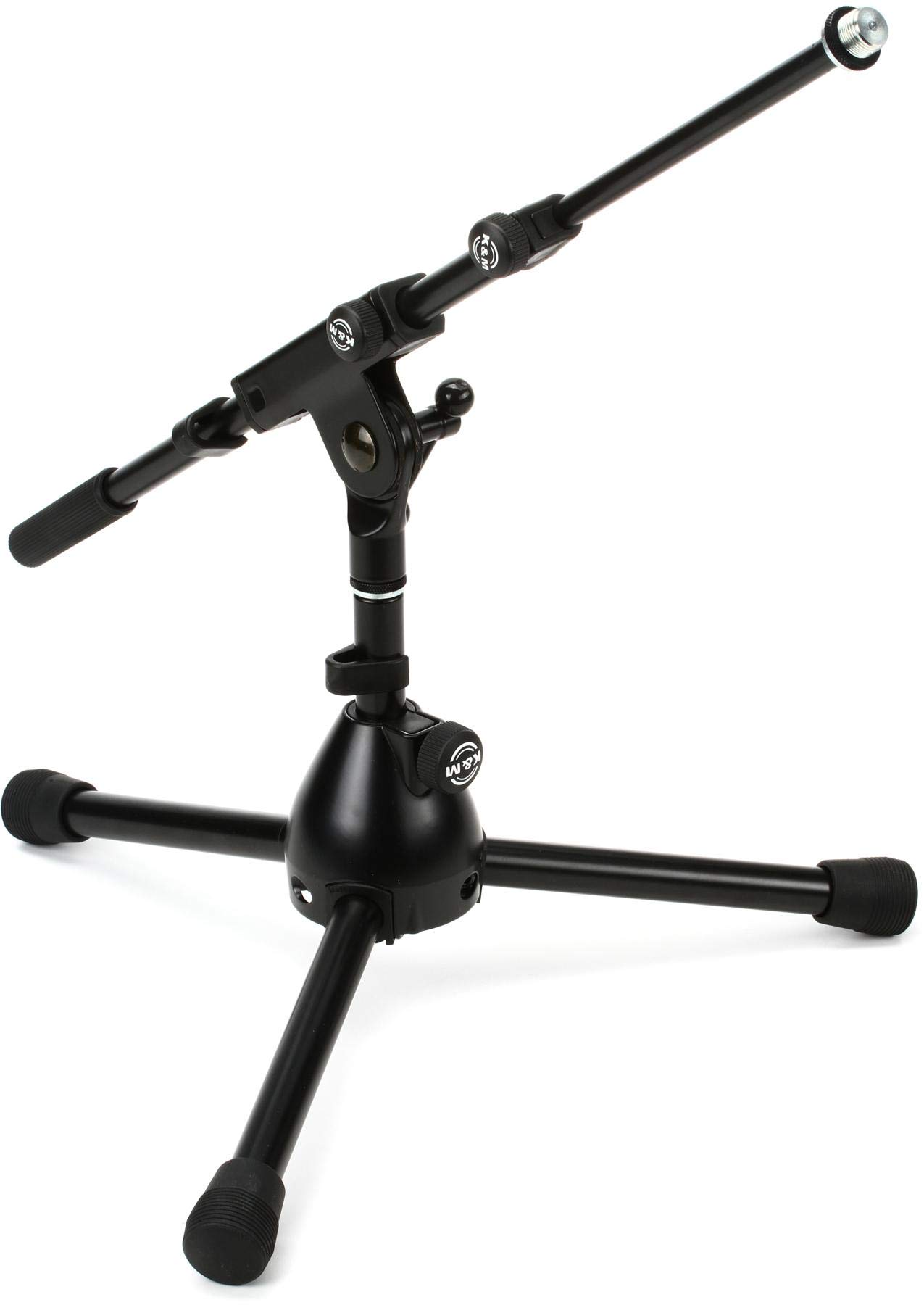 K&M Microphone Stand with 2-Piece Boom Arm - Low Profile Studio Mic Stand (Model 25950-500-55) for Podcasting, Live Streaming & Home Recording