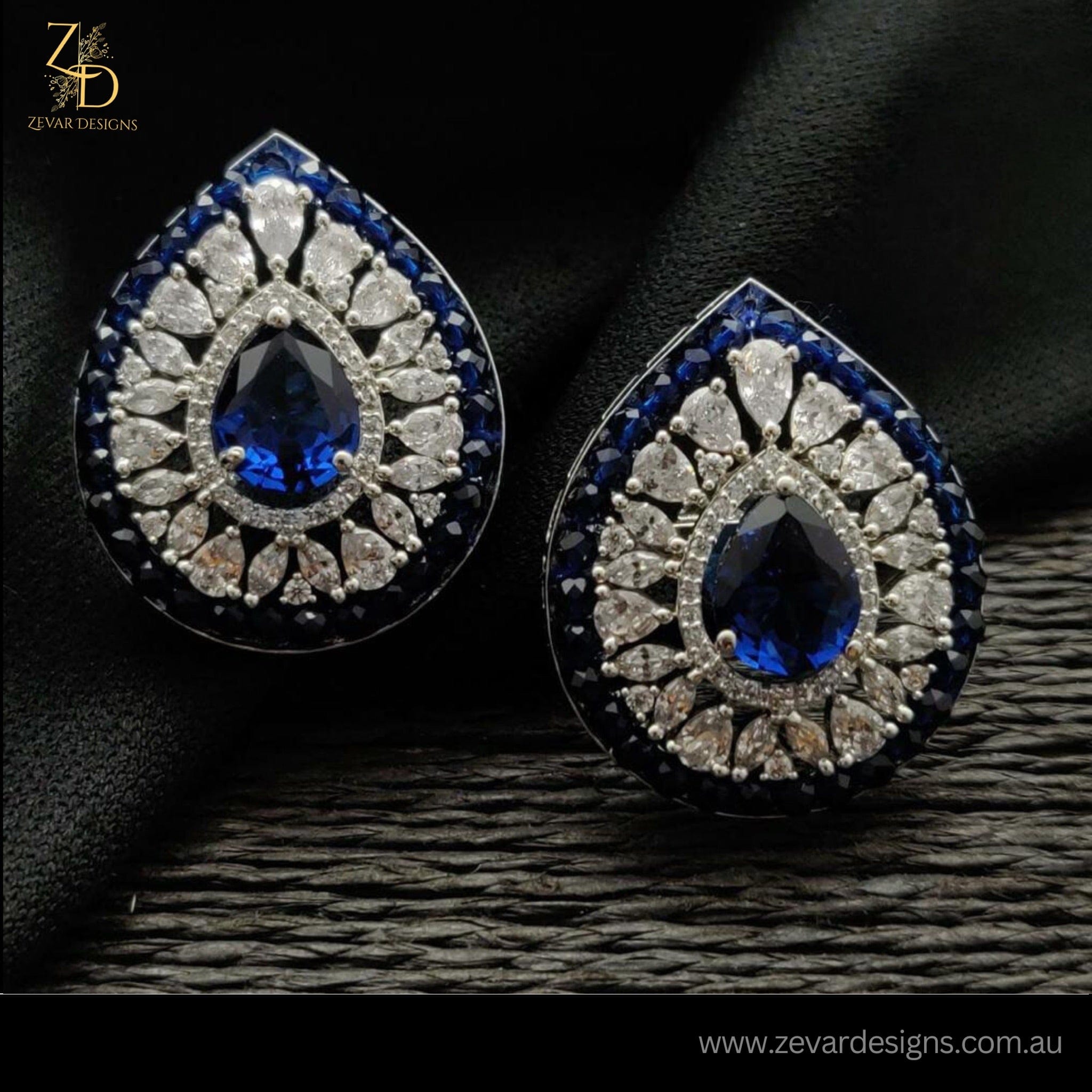 Blue Ad Studs 1 - Stylish Rhinestone Earrings for Women | Perfect for Parties, Weddings & Evening Events