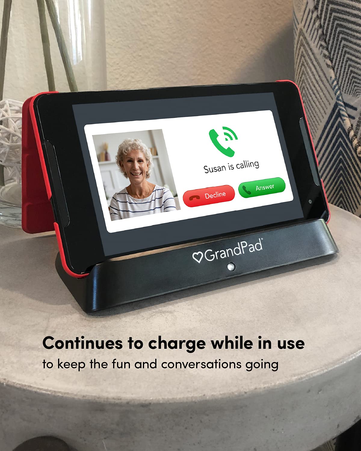 Fast Wireless Charging Dock for GrandPad Tablet - Qi-Certified Charger for Seniors & Elderly - Perfect for Home, Office & Travel Use