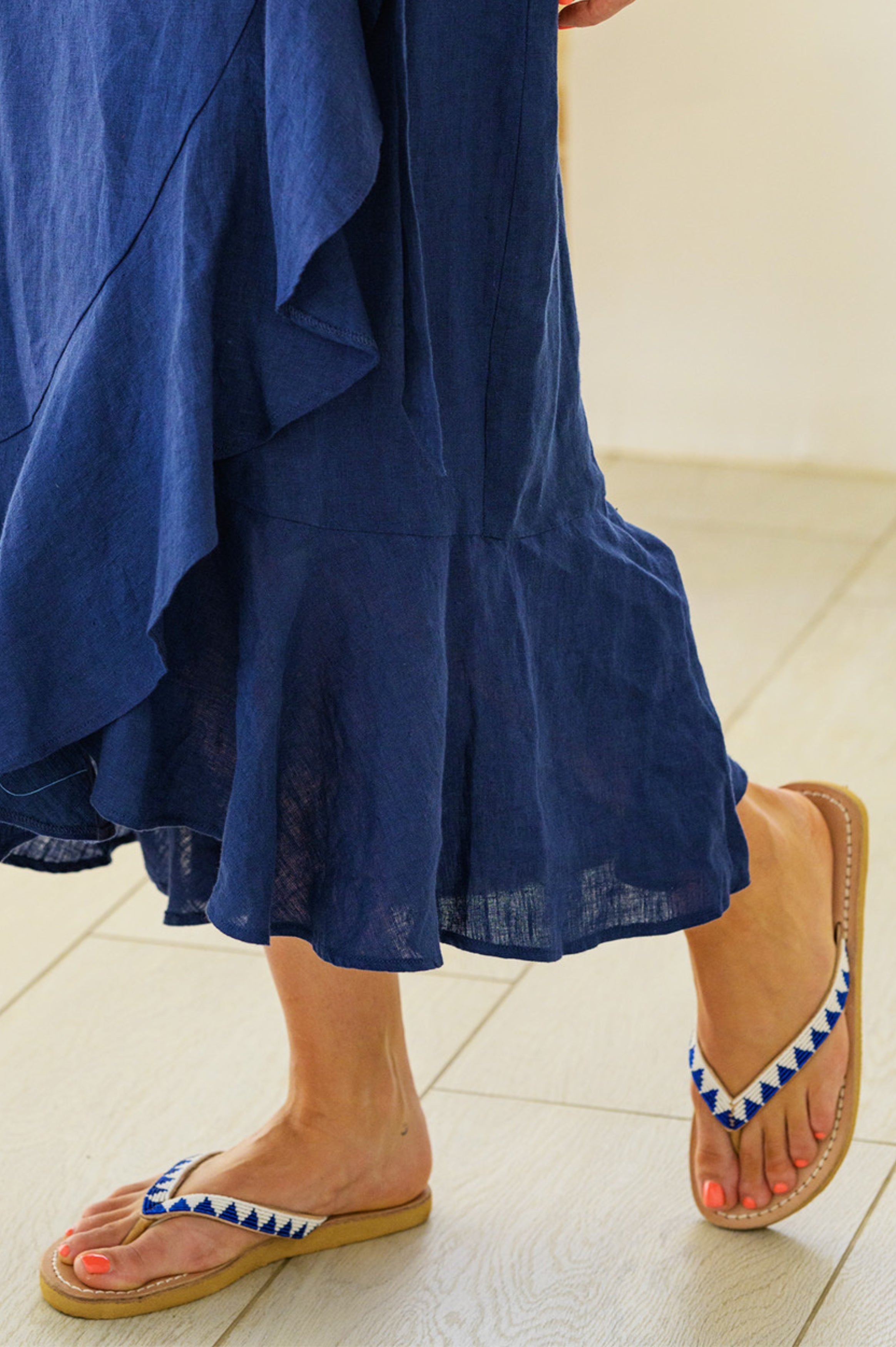 Ziggy Sandals for Women - Comfortable White & Cobalt Blue Summer Beach Sandals - Perfect for Vacation, Walking, and Outdoor Activities