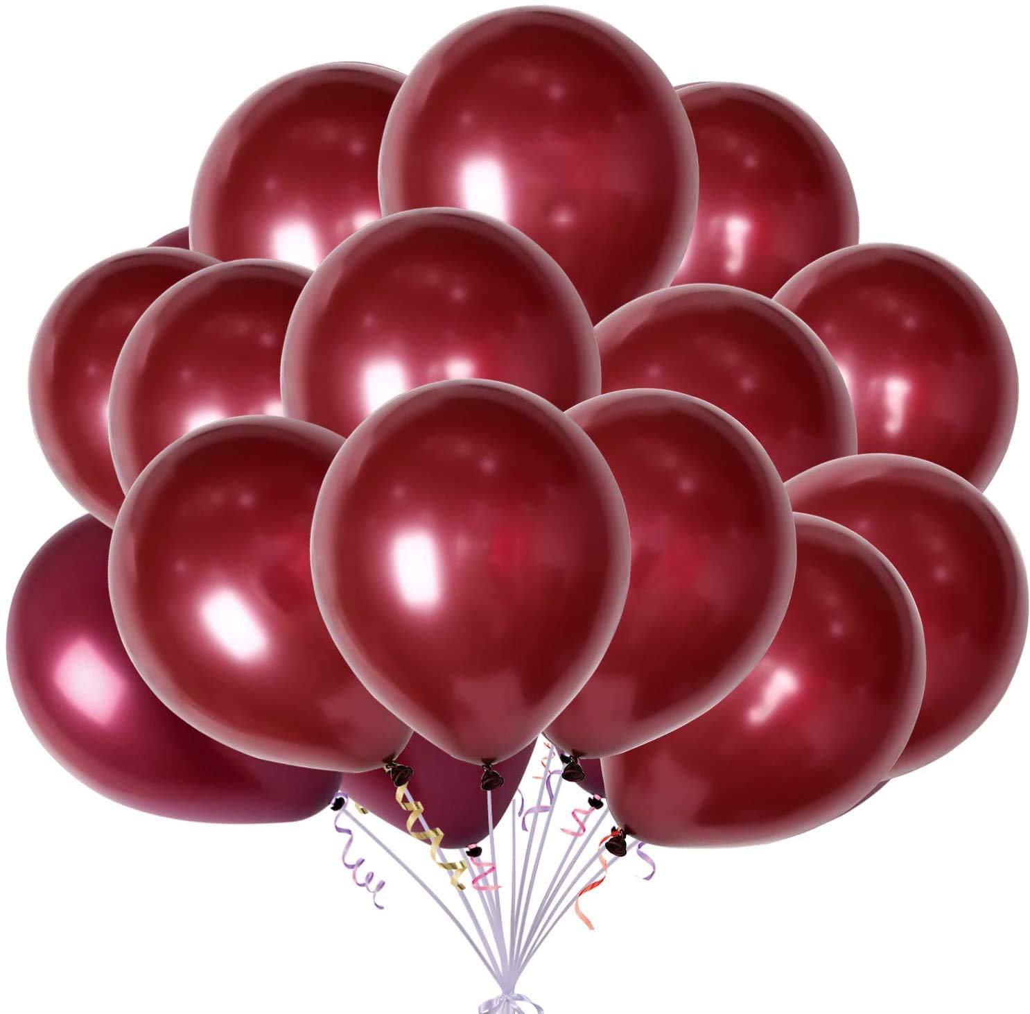 50 Pack Burgundy Balloons 12 Inch - Thick 3.2g Each, Wine Red Round Helium Pearlized Party Balloons for Wedding, Birthday, Christmas Decorations - Perfect for Centerpieces, Photo Backdrops & Event Styling