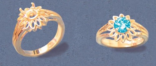 6mm Round Petal Style Sterling Silver or 14kt Gold Pre-Notched Fashion Ring Blank - Size 7 (Setting 163 824/143 824) - Perfect for Jewelry Making, DIY Crafts & Engagement Ring Settings