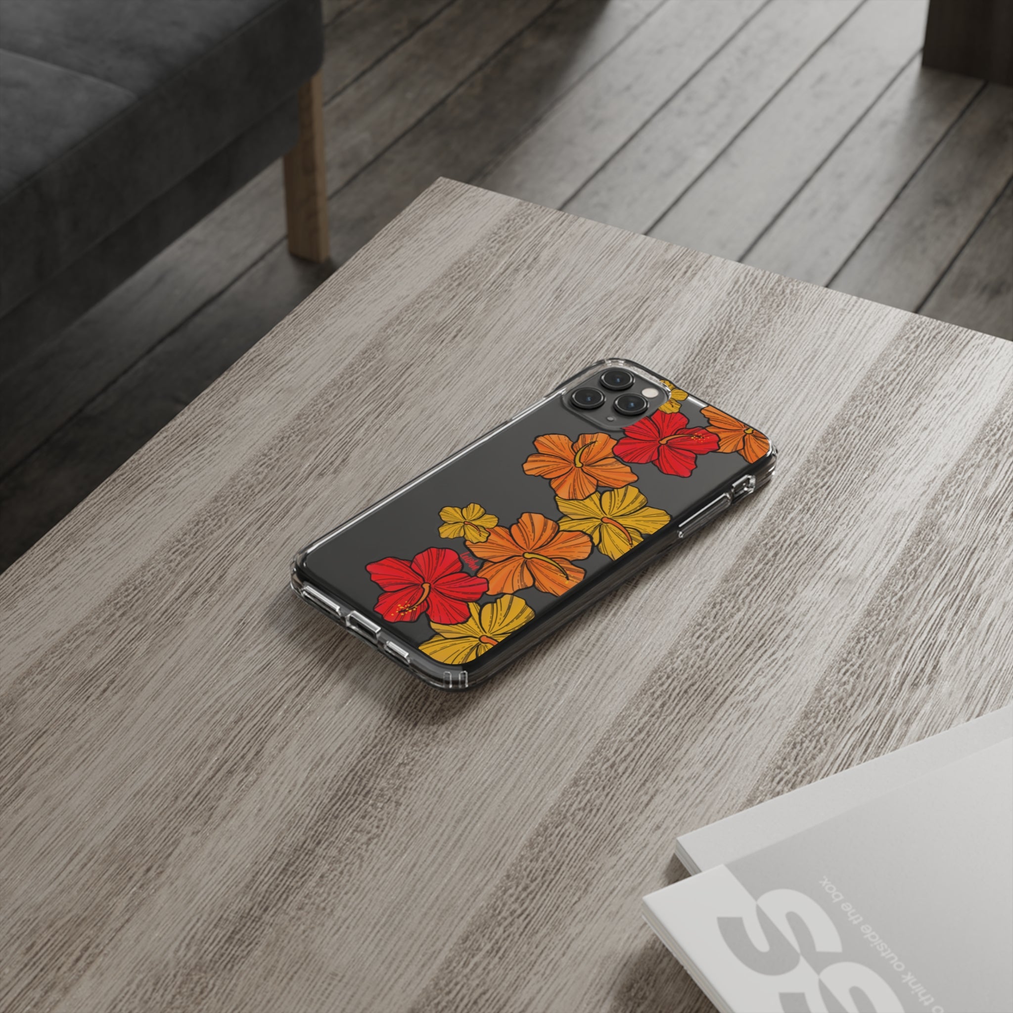 Hibiscus Retro Clear Phone Case - Durable Protective Cover for iPhone & Samsung - Floral Design for Stylish Protection | Perfect for Everyday Use, Travel & Gifting