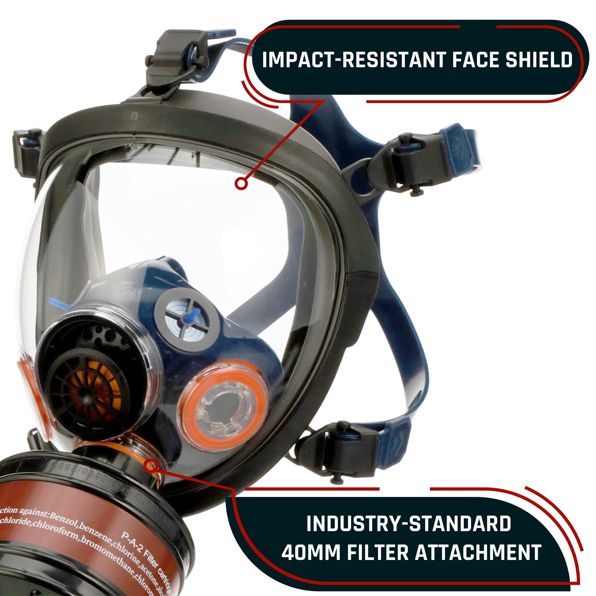 ST-100X Burnt Bronze Mirrored Tactical Full Face Respirator Mask with P-D-1 Single 40mm Carbon Activated Charcoal Filter Canister - Survival Gear, Airsoft, Paintball, Chemical Protection & Emergency Preparedness