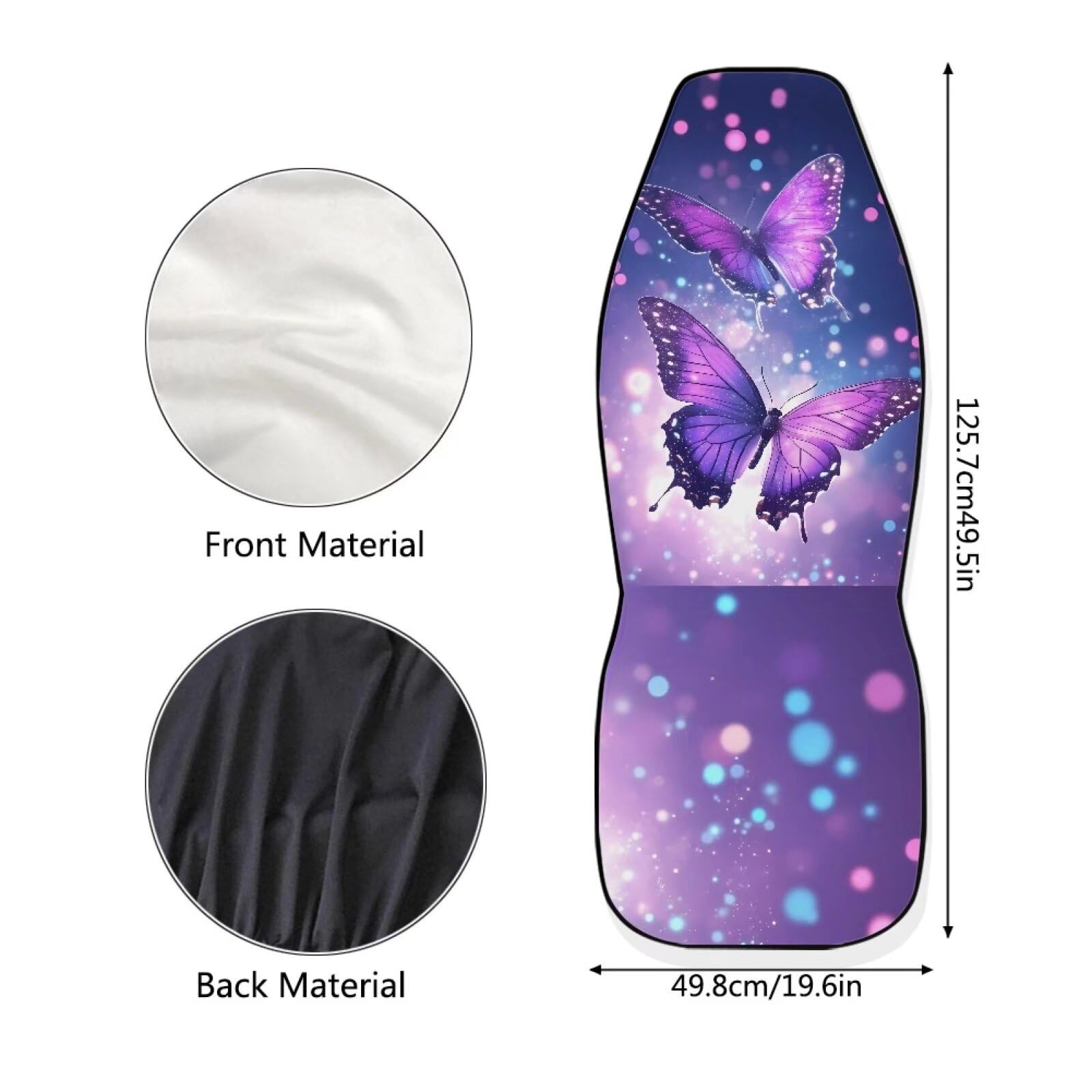 Purple Shine Butterfly Car Seat Covers for Women - Stretchy Front Bucket Seat Protectors with Saddle Blanket Design | Car Interior Accessories for Comfort & Style | Perfect for Daily Commute, Road Trips & Gift Giving