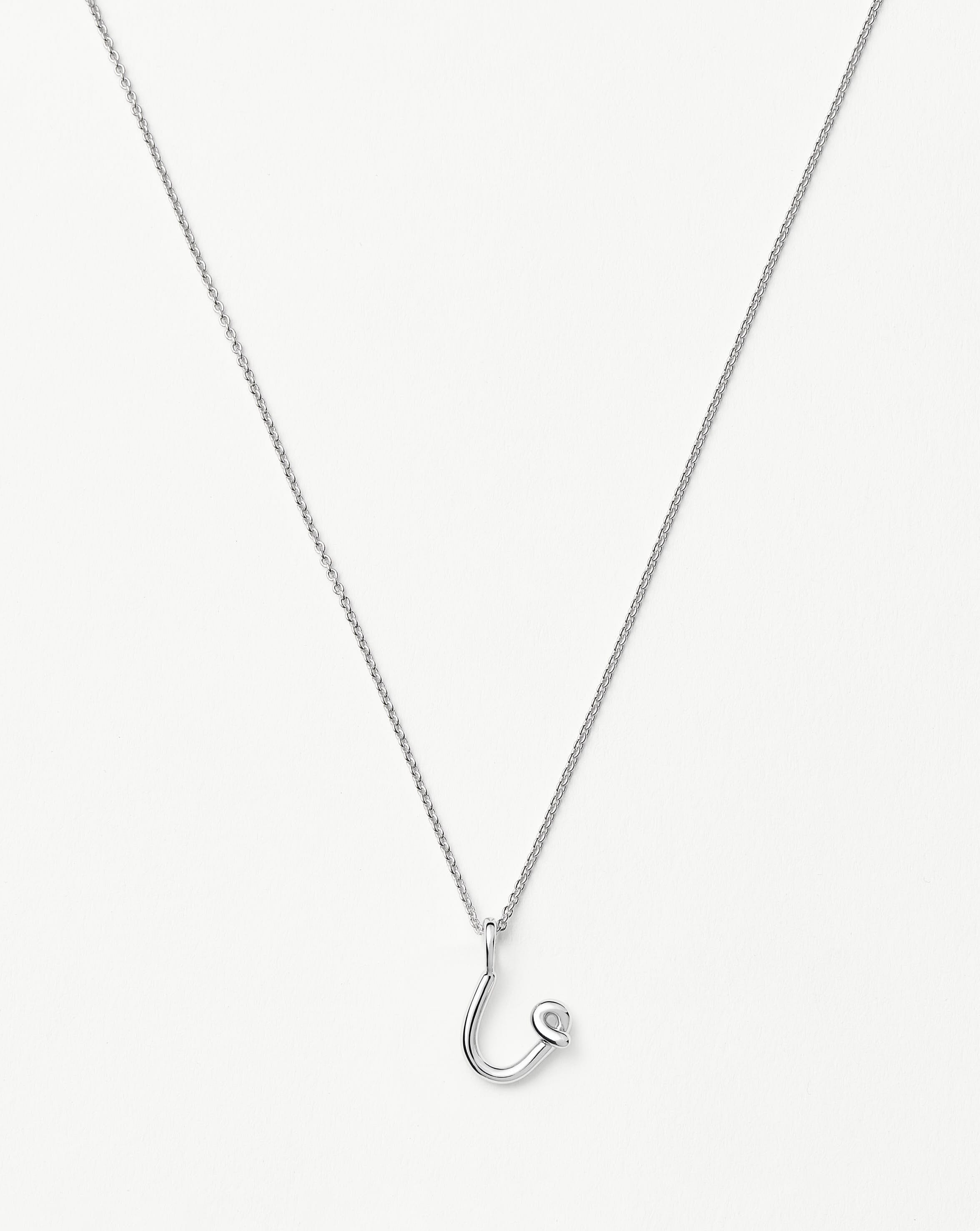 Curly Molten Mini Initial Necklace | Personalized Sterling Silver Jewelry for Women | Perfect Gift for Birthday, Anniversary & Valentine's Day