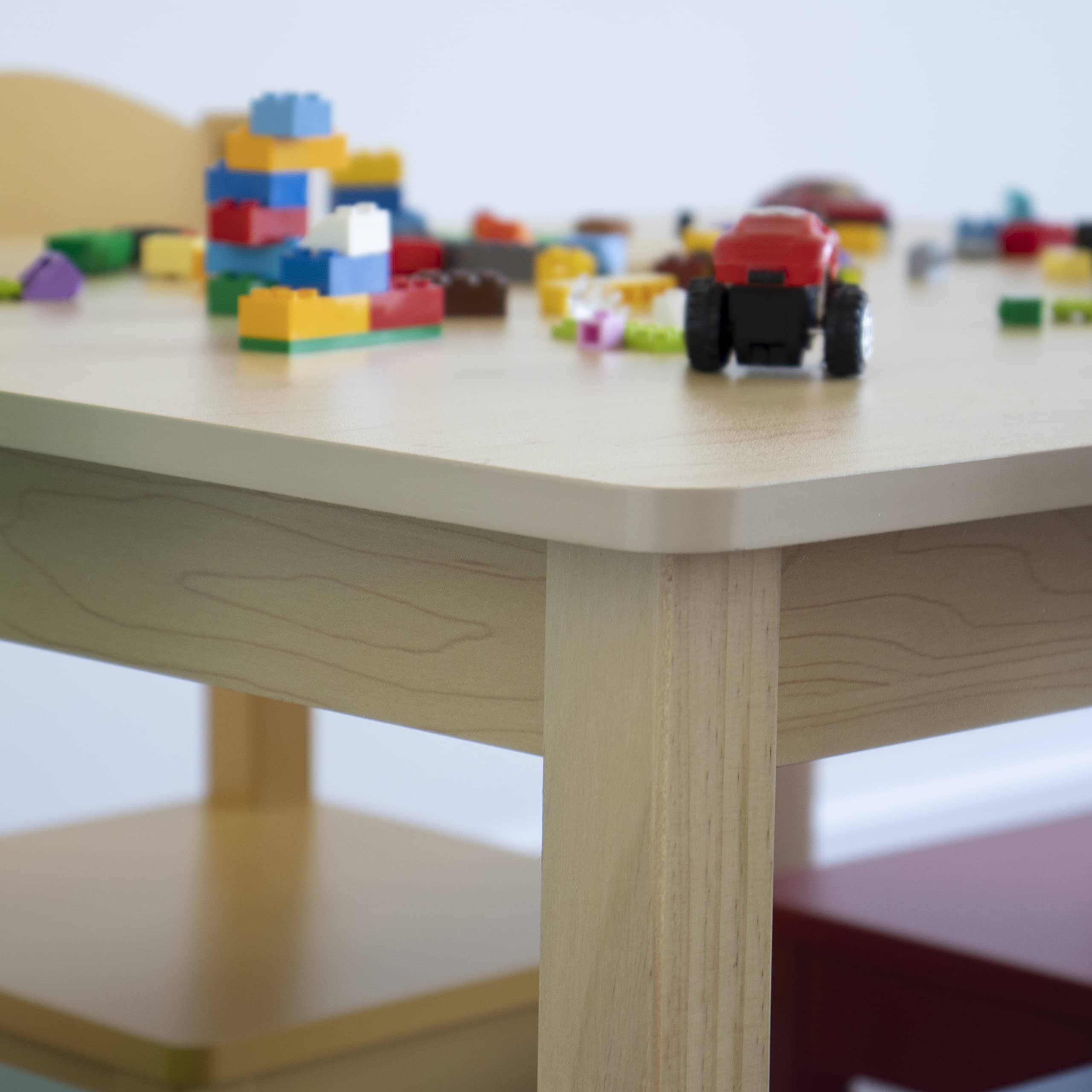 Humble Crew Kids Wooden Table and 4 Chairs Set - Natural/Primary Toddler Activity Table for Arts, Crafts & Snack Time - Sturdy & Durable Children's Furniture for Playroom, Preschool & Home Learning