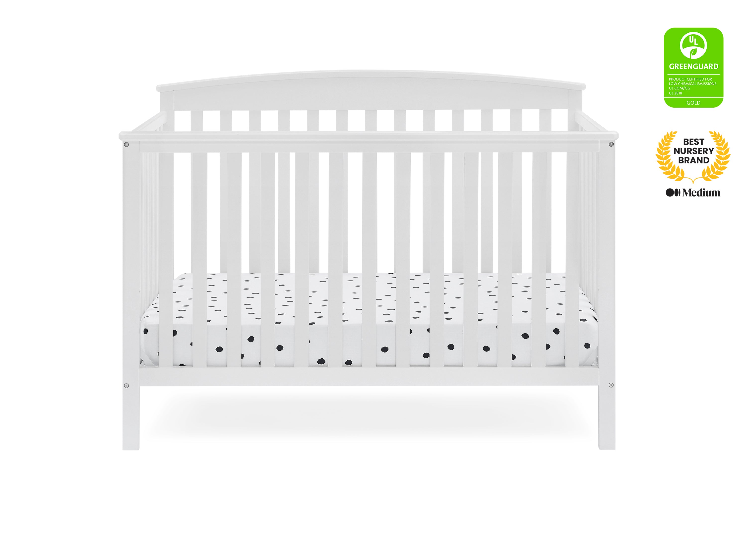 Hanover 6-in-1 Convertible Baby Crib with Mattress - Toddler Bed & Daybed Conversion - Nursery Furniture for Newborns to Teens - Perfect for Small Spaces & Growing Families