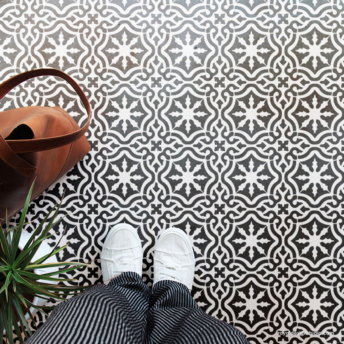Toledo Tile Allover Stencil - Reusable DIY Wall Stencils for Home Decor, Bathroom, Kitchen Backsplash - Perfect for Painting Patterns on Walls, Floors, and Furniture