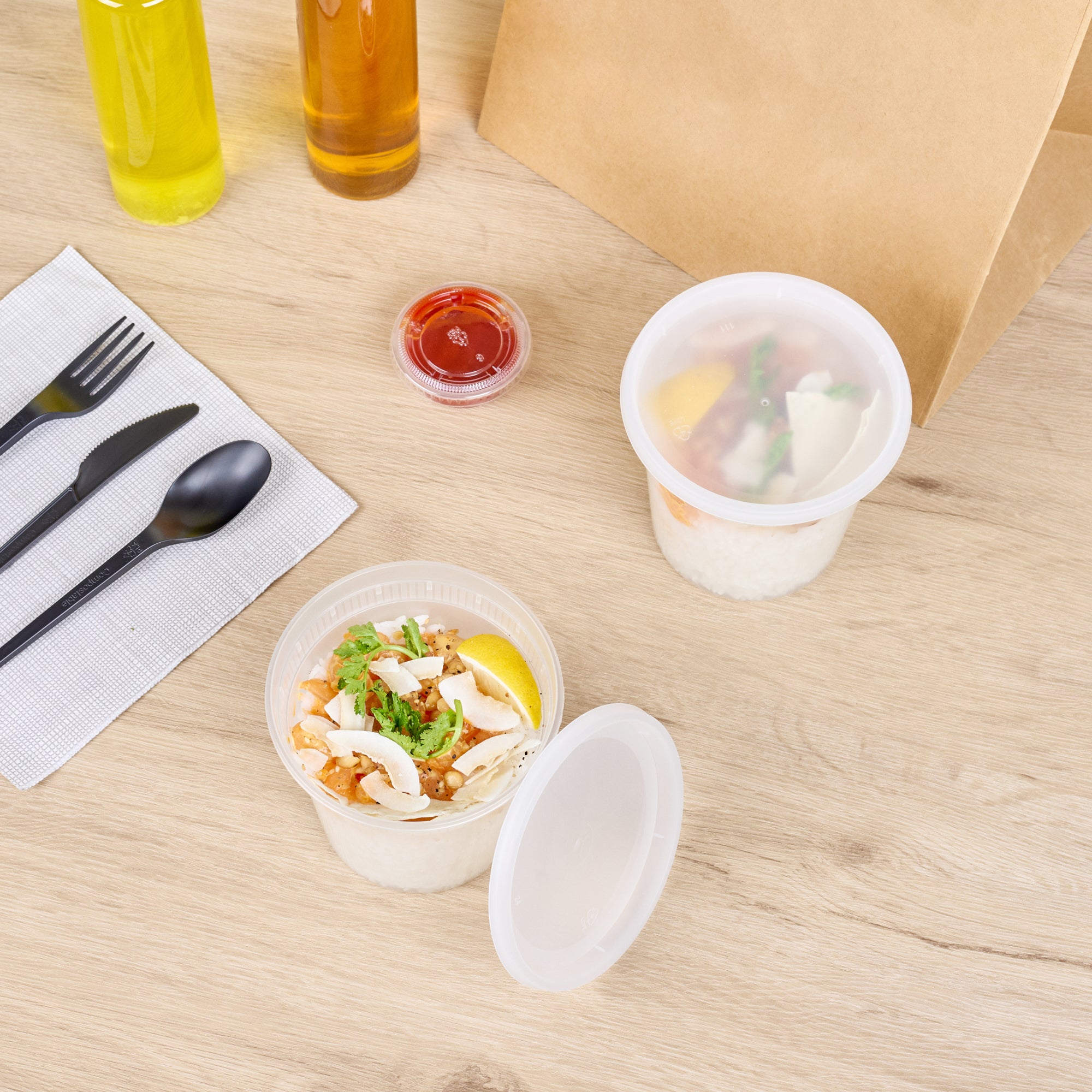 24 oz Clear Plastic Soup Containers with Lids - 25 Pack, Microwave Safe, 4.5