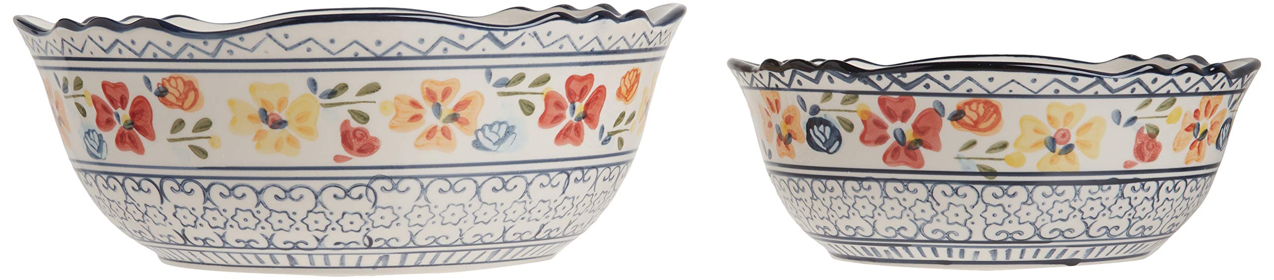 Gibson Elite Hand-Painted Dinnerware Set - 2-Piece Serving Bowls, Luxembourg Style - Perfect for Formal Dining & Holiday Entertaining