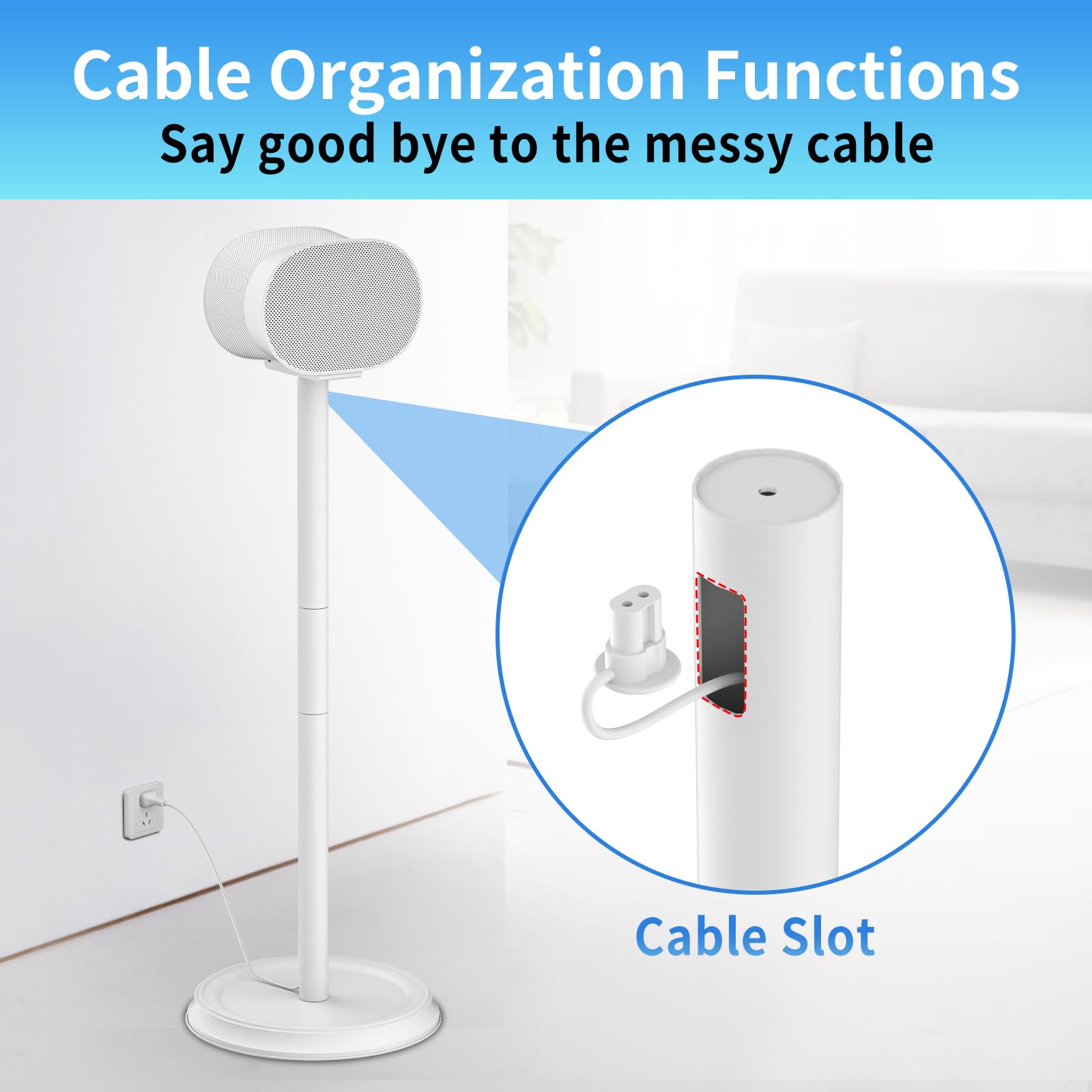 Heavy-Duty Speaker Stand for Sonos Era 300 - Adjustable Height Floor Stand with Cable Management System - Secure Mounting for Home Theater & Music Studio (2 Pack, White) - Perfect for Living Room, Gaming Setup & Outdoor Entertainment